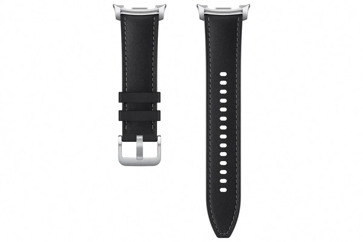 Leather Original Hybrid Strap, black, laid flat, separate parts, direct top view