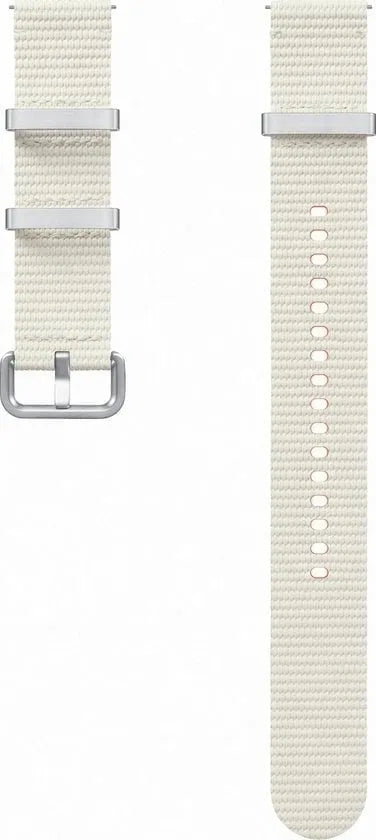 Nylon Athleisure Strap, cream, laid flat, separate parts, direct top view