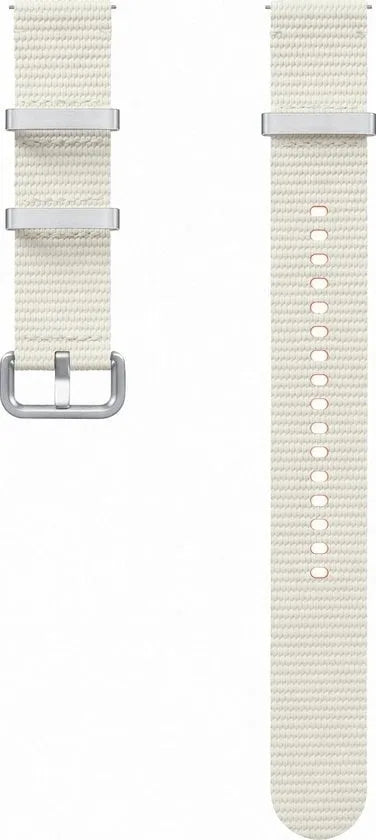 Nylon Athleisure Strap, cream, laid flat, separate parts, direct top view