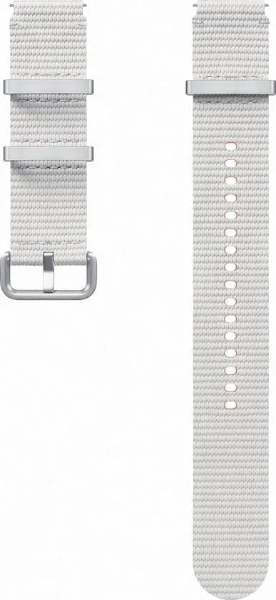Nylon Athleisure Strap, silver, laid flat, separate parts, direct top view