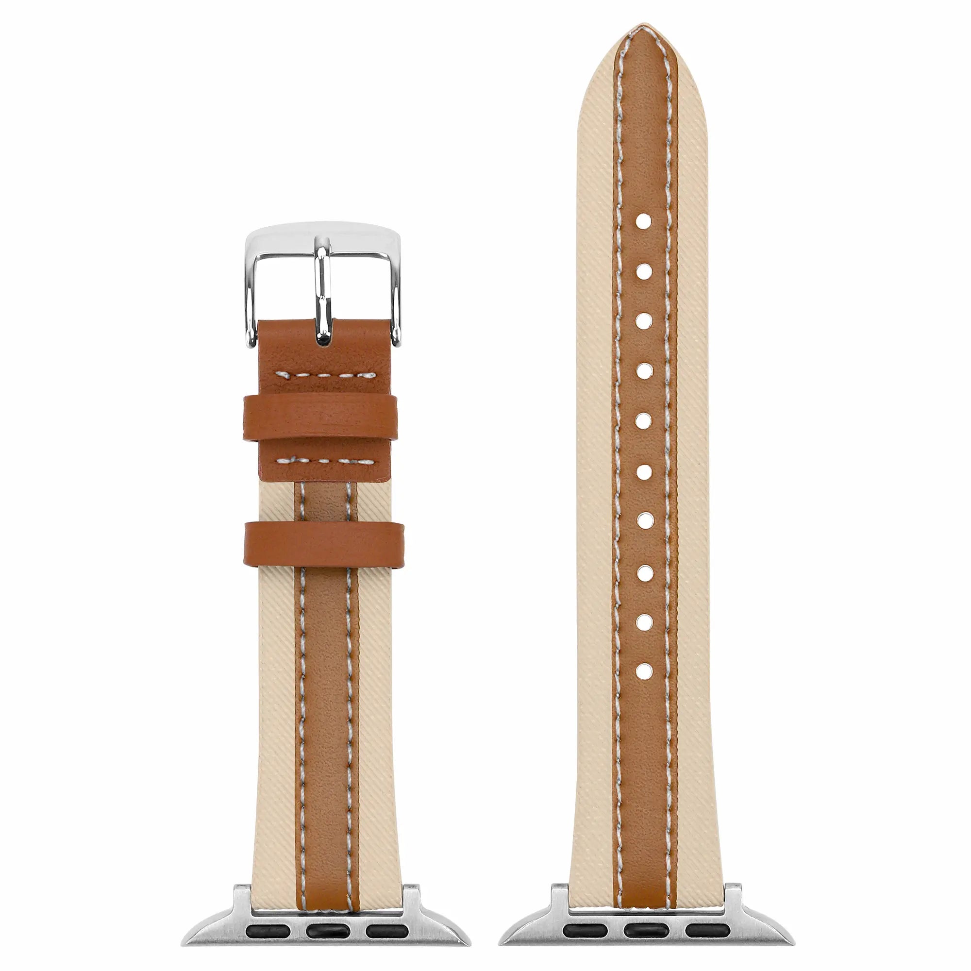Correa cuero híbrida slim Apple Watch (beige/marrón)