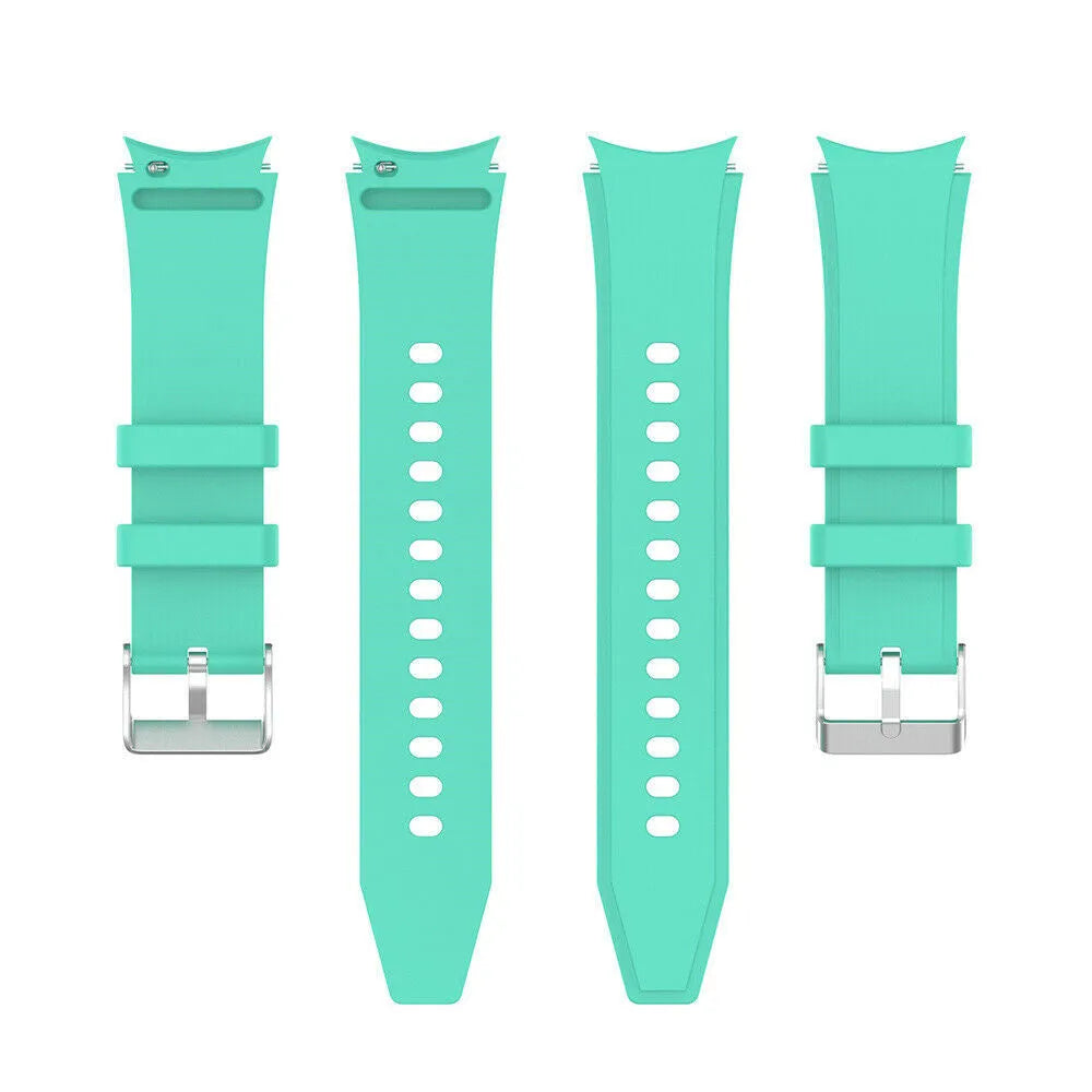 Silicone Strap 'Perfect Fit', aqua, laid flat, separate parts, direct top view