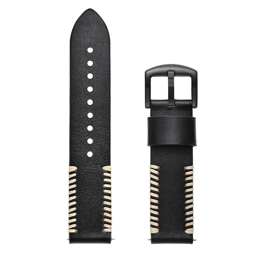 Correa de cuero cosida Suunto 9 Peak Pro (negra)