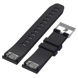 Glossy Silicone Strap, dark blue, laid flat, separate parts, direct top view