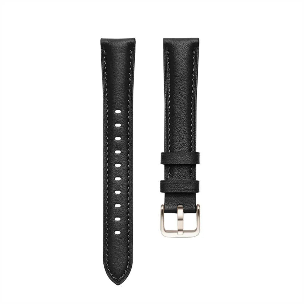 Leather Strap, black, laid flat, separate parts, direct top view