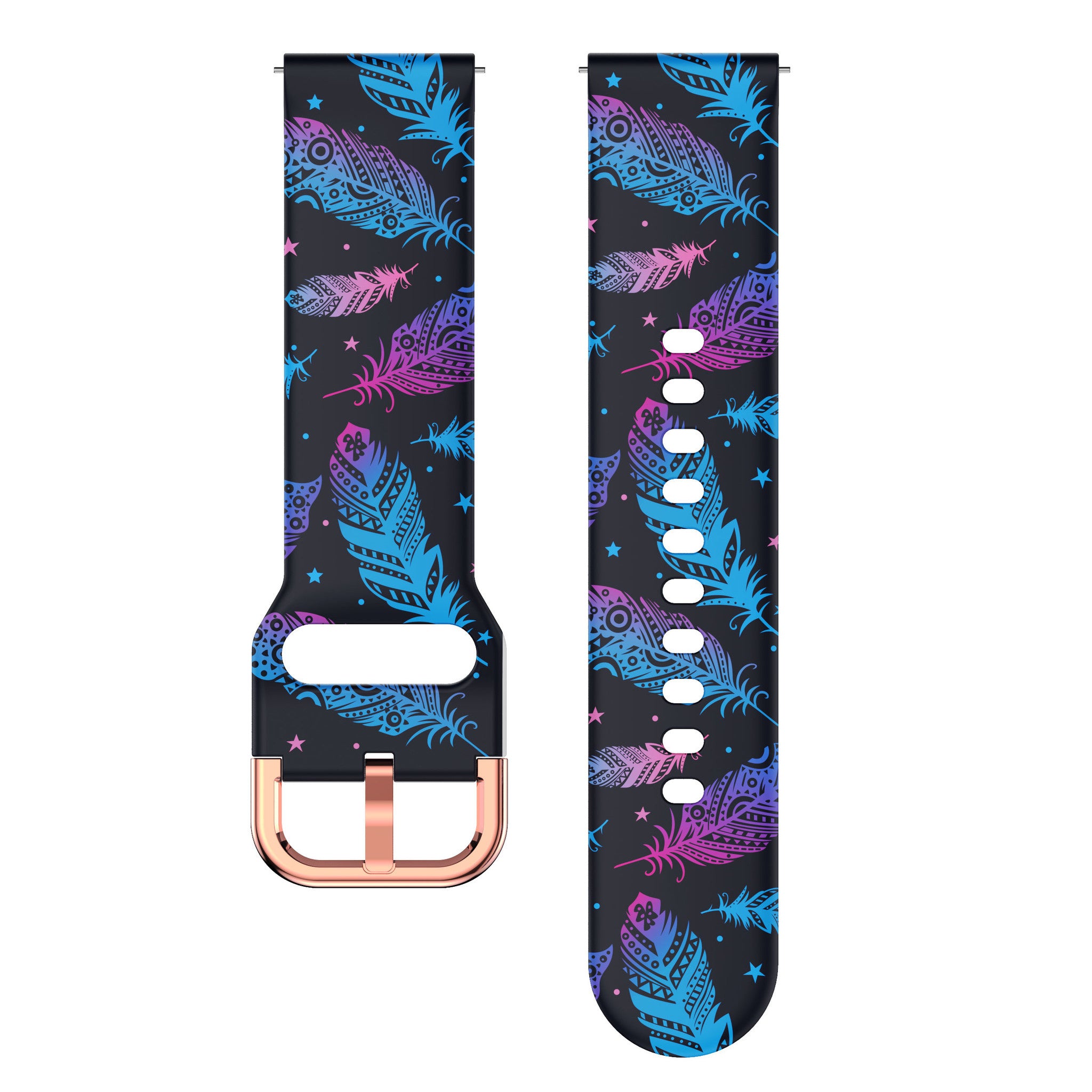 Print Silicone Strap, laid flat, separate parts, direct top view