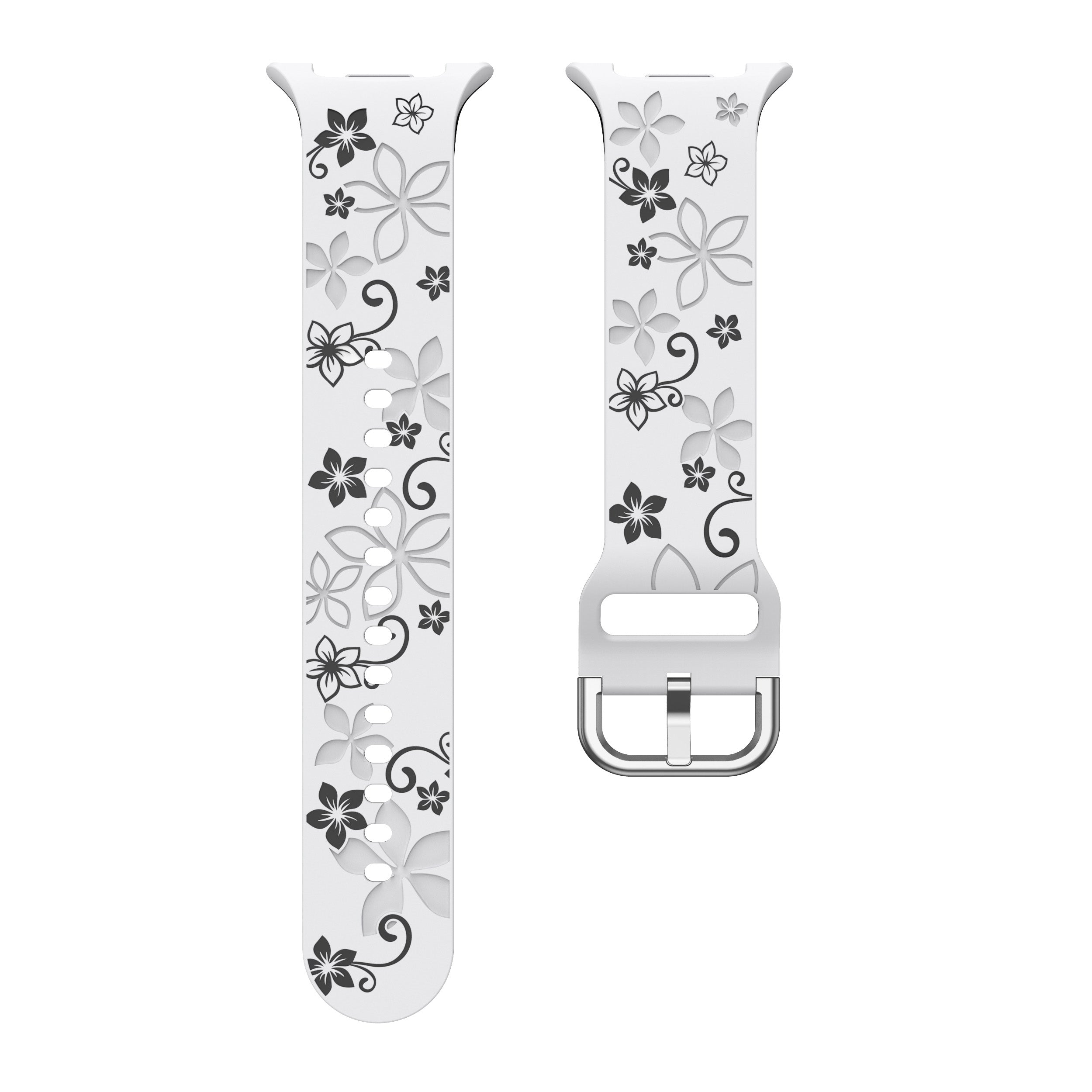 Correa silicona con flores Samsung Galaxy Watch 8 Classic (blanco/negro)