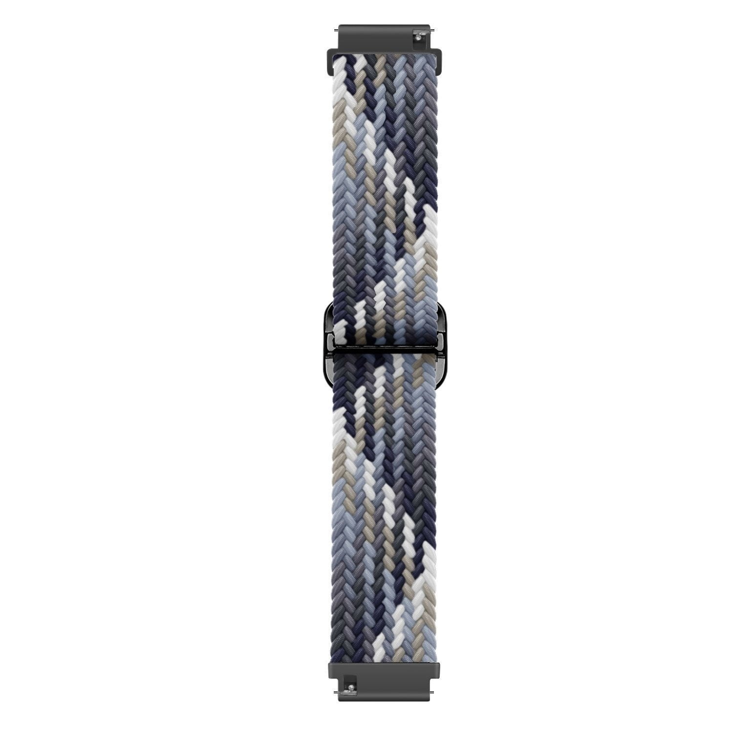Nylon Adjustable Braided Strap, black/white, laid flat, joined, direct top view