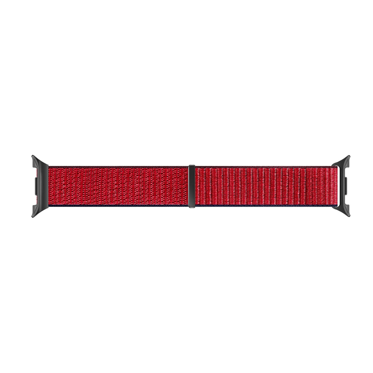 Nylon Strap, red mix, laid flat, joined, direct top view