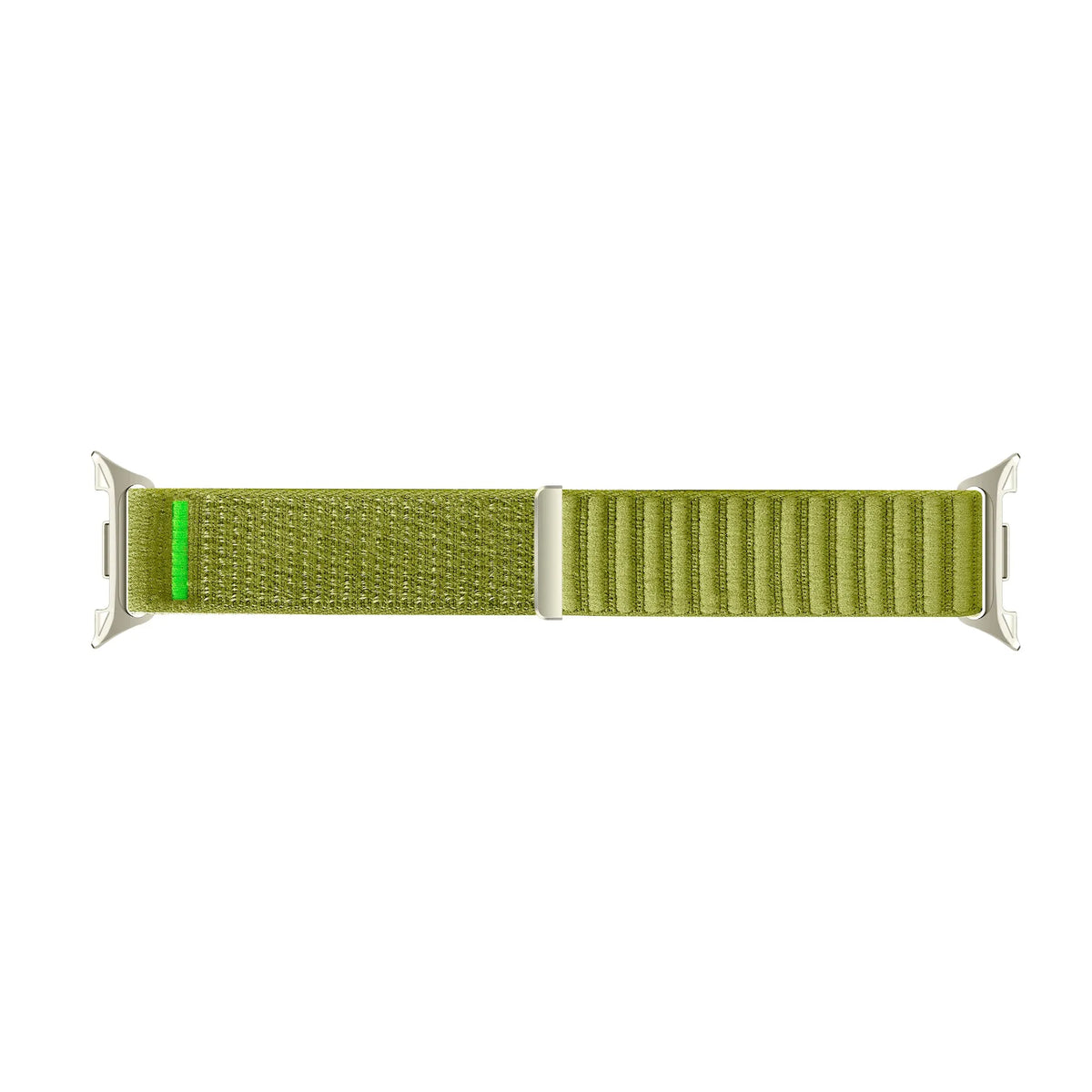 Wave Nylon Strap, field green, laid flat, joined, direct top view