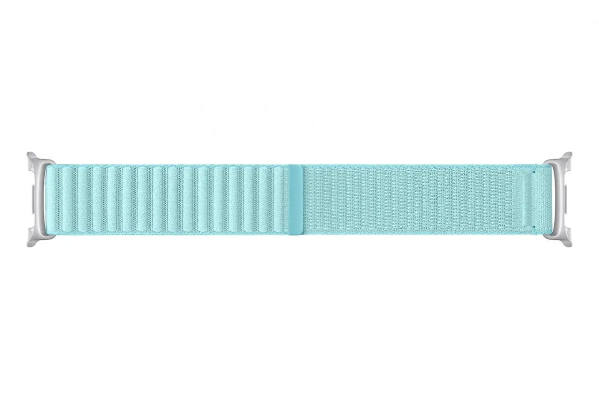 Nylon Fabric Strap, mint, laid flat, joined, direct top view