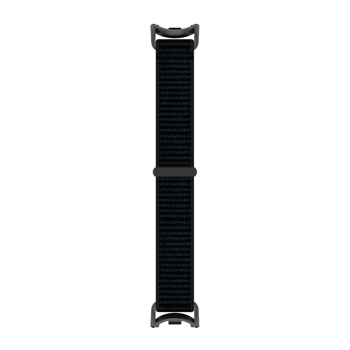 Modern Nylon Strap, black, laid flat, joined, direct top view