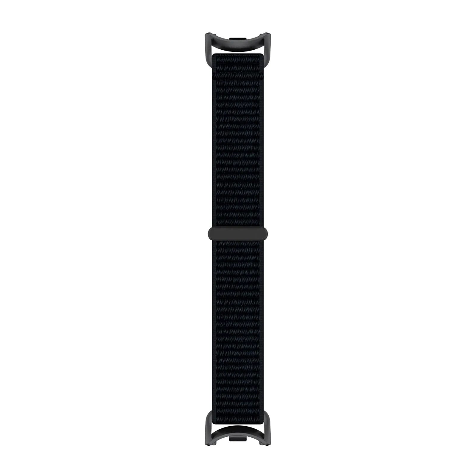 Modern Nylon Strap, black, laid flat, joined, direct top view