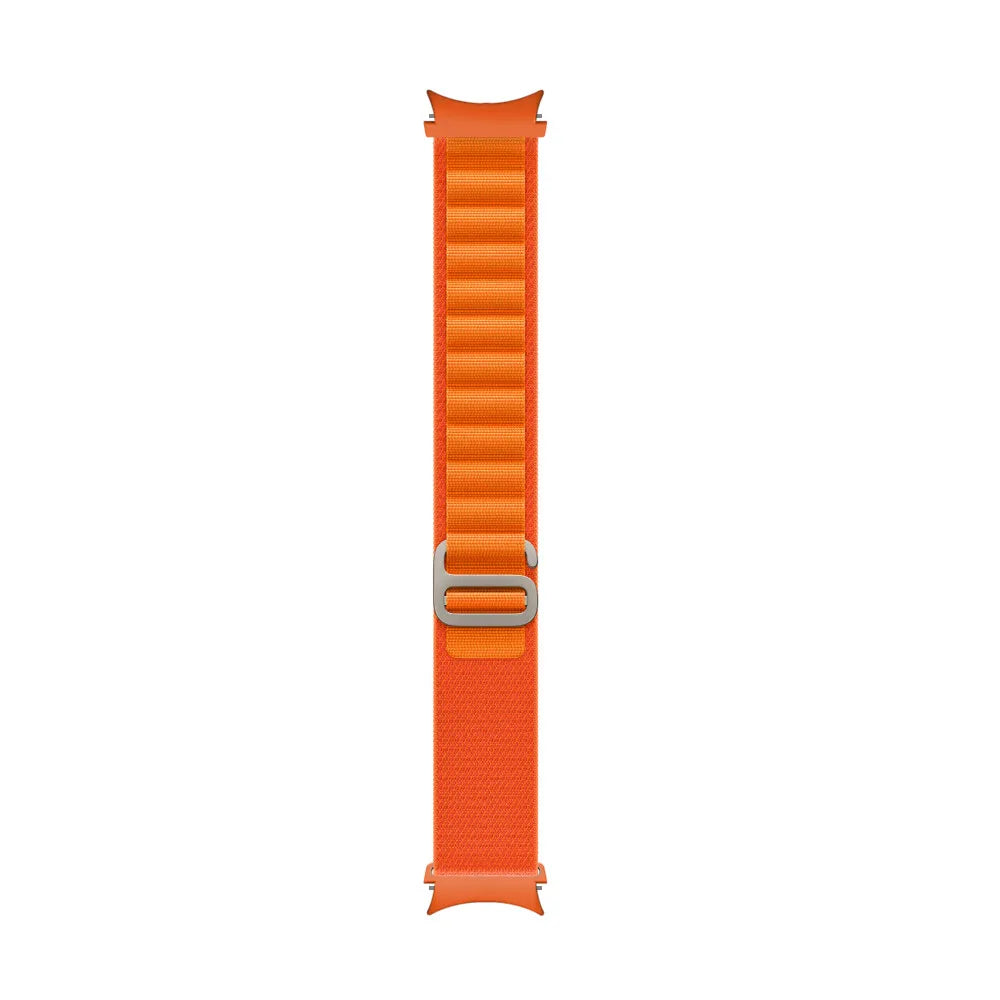 Alpine Nylon Strap, orange, laid flat, joined, direct top view