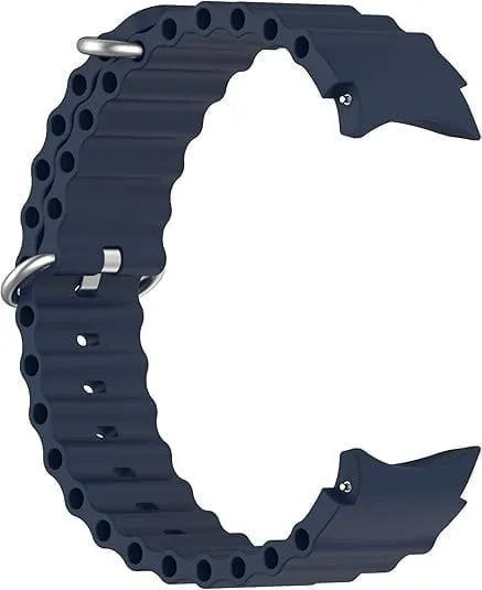 Silicone Ocean Strap, dark blue, laid flat, joined, direct top view