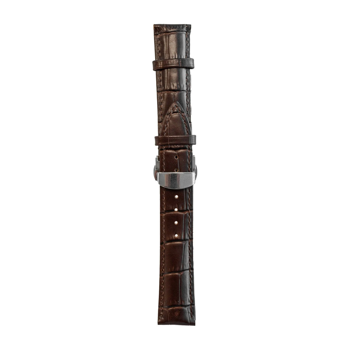 Premium Leather Strap, dark brown, laid flat, joined, direct top view