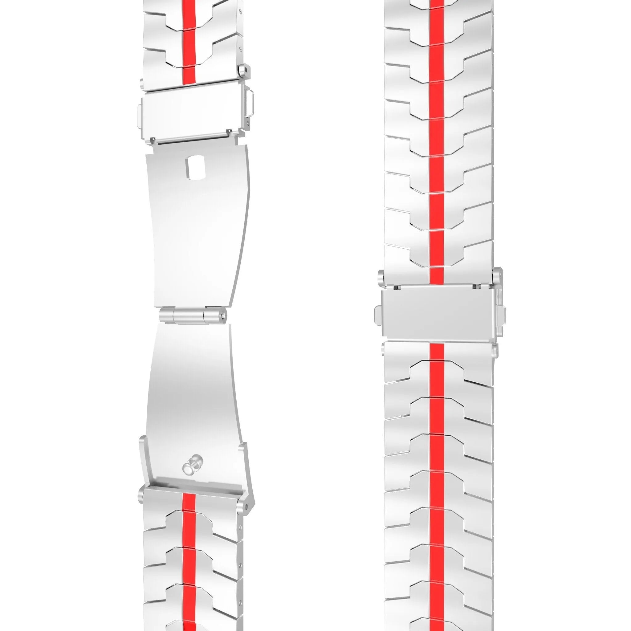 Steel Iron Strap, laid flat, separate parts, top and underside view