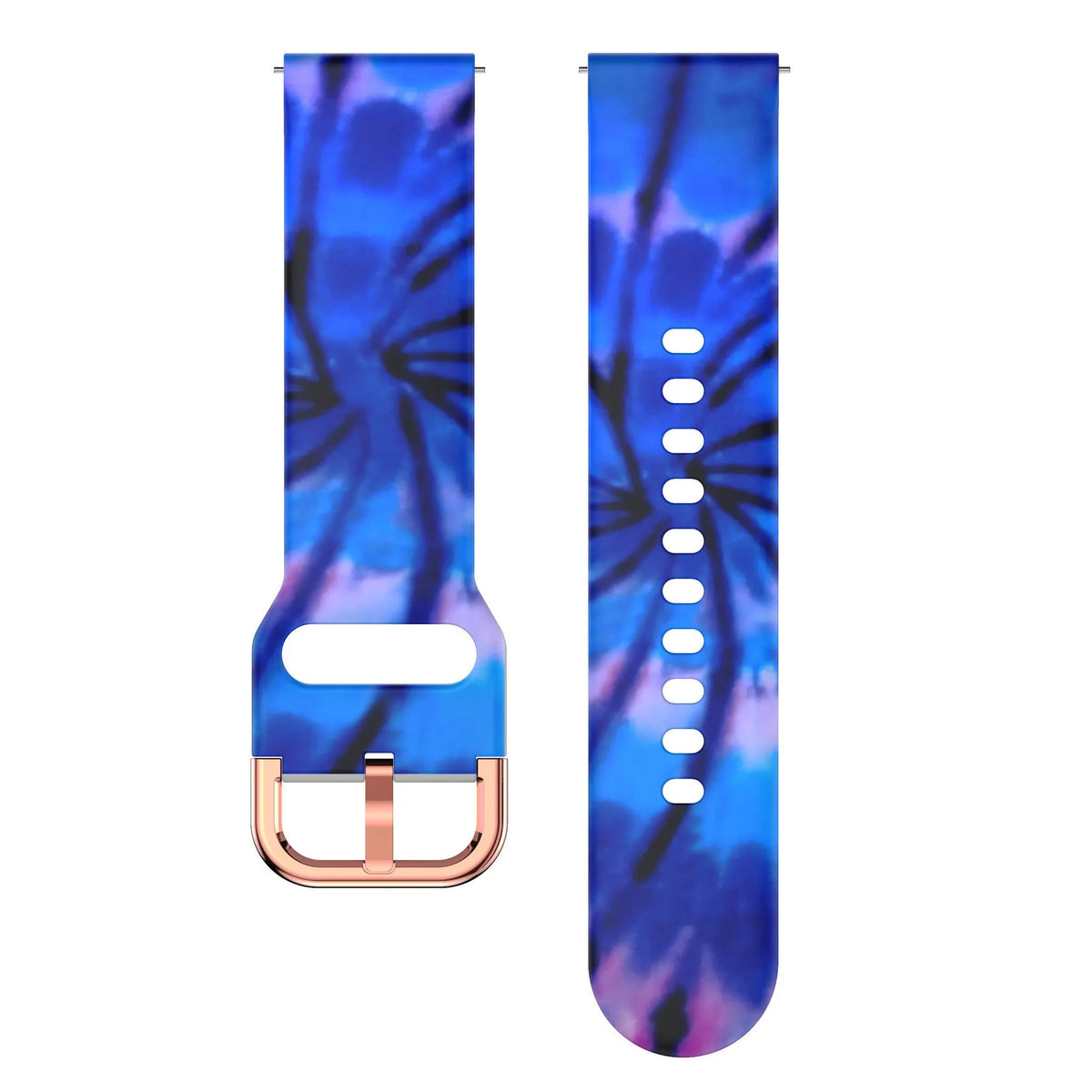 Print Silicone Strap, laid flat, separate parts, top and underside view