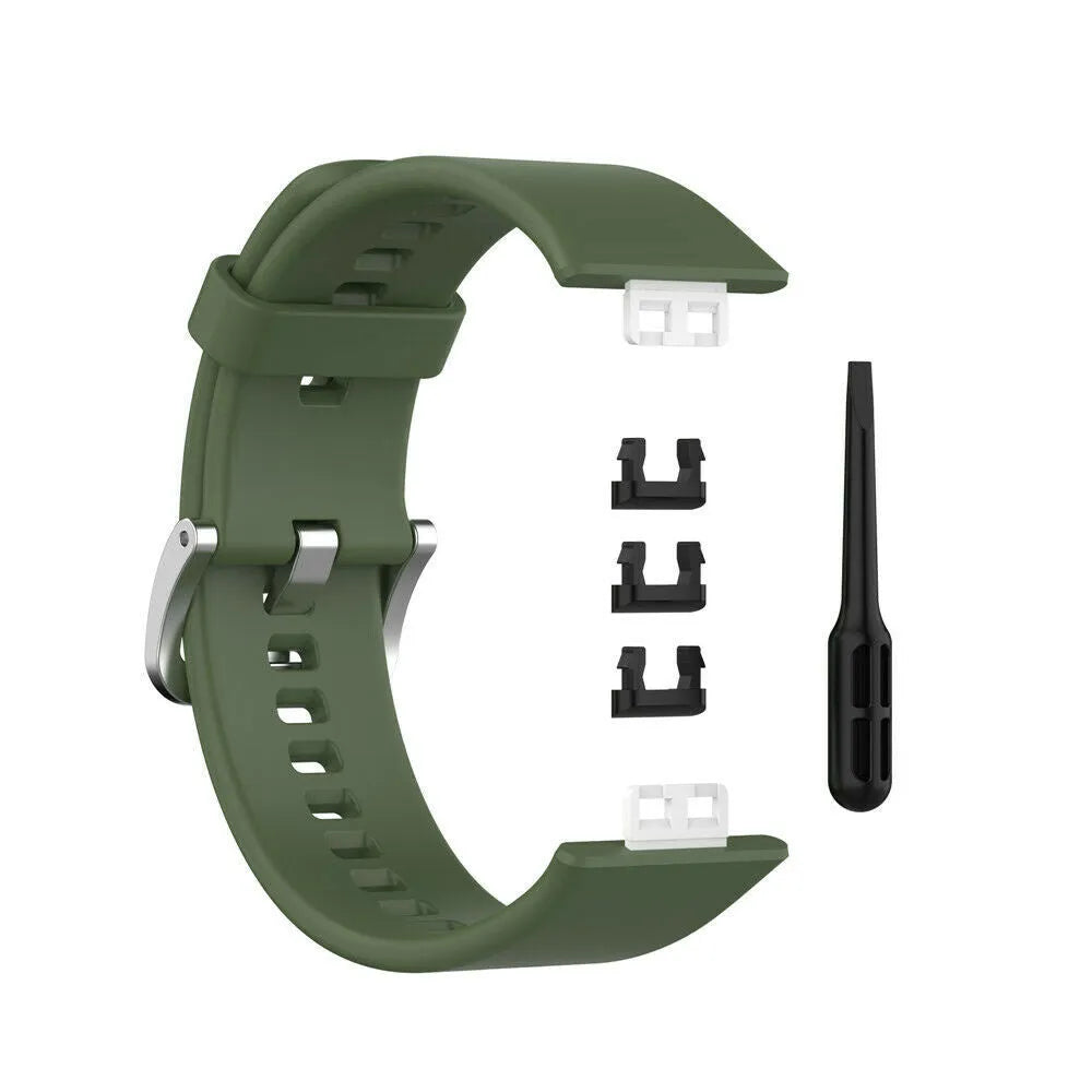 Silicone Strap, laid flat, separate parts, top and underside view