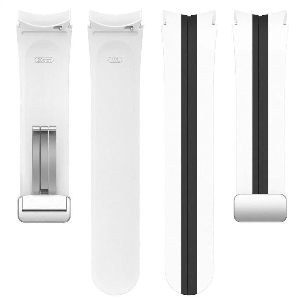 Silicone Magnetic Sport Strap, laid flat, separate parts, top and underside view