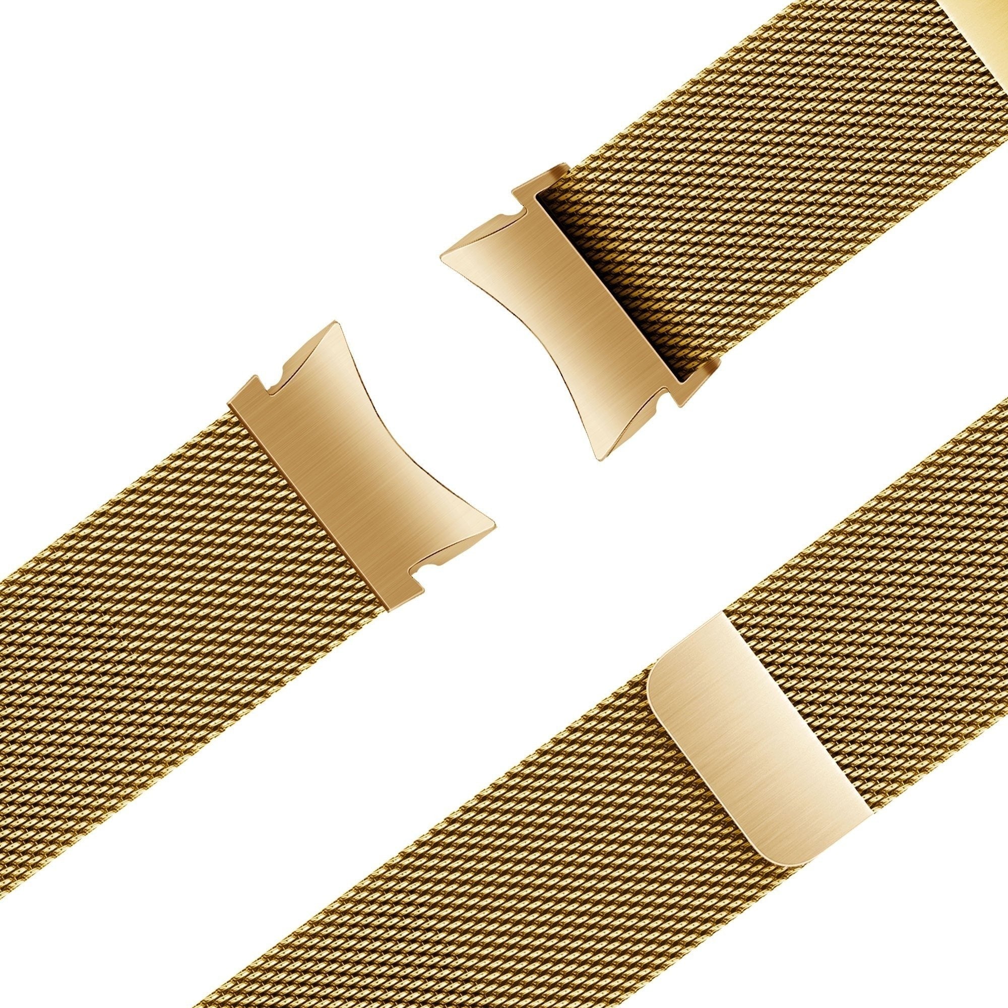 Milanese Loop Strap, gold, laid flat, joined, 45° top view