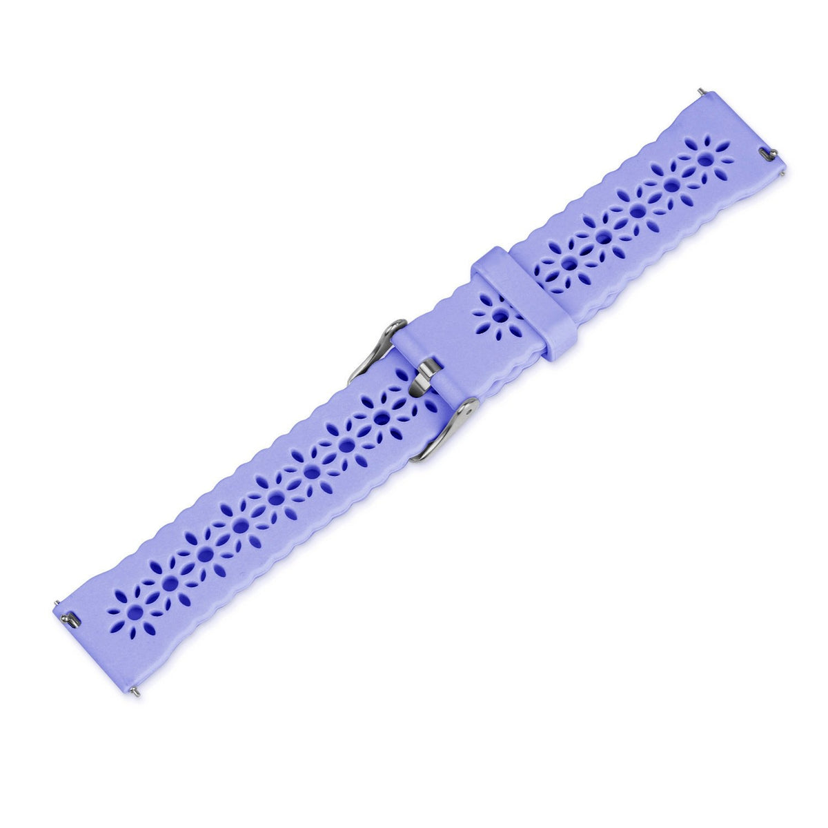 Patterned Silicone Strap, lilac, laid flat, joined, 45° top view