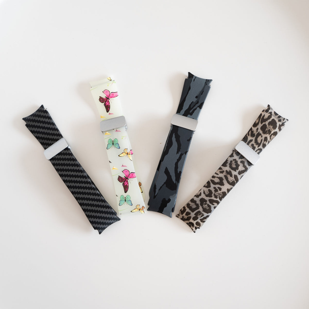 Silicone Magnetic Patterned Strap, laid flat, joined, 45° top view