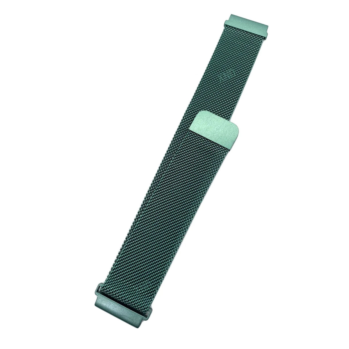 Milanese Strap, green, laid flat, joined, 45° top view