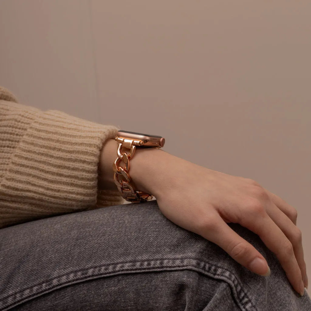 Correa cadena de acero Apple Watch (oro rosa)