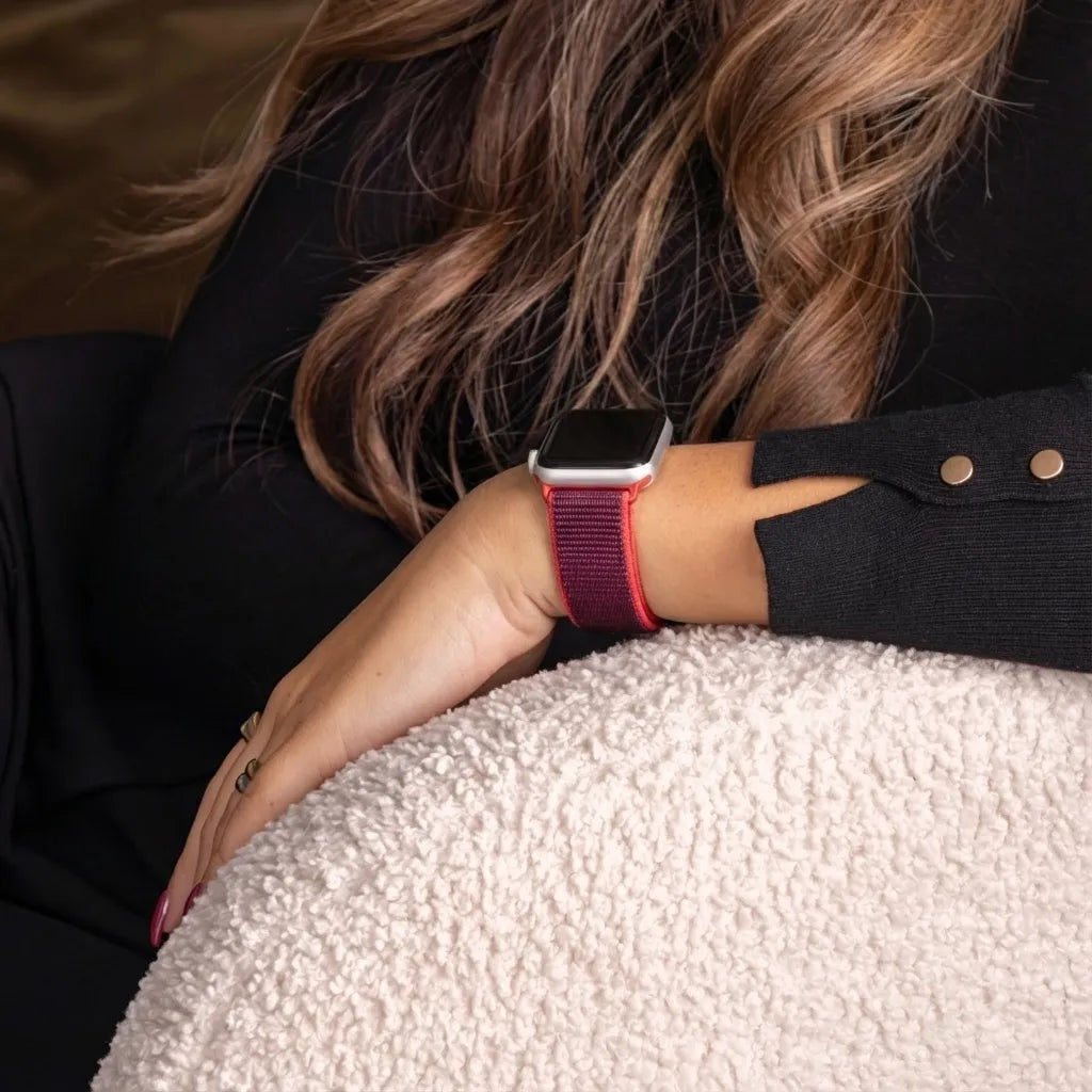 Correa nylon Apple Watch (morada/roja)