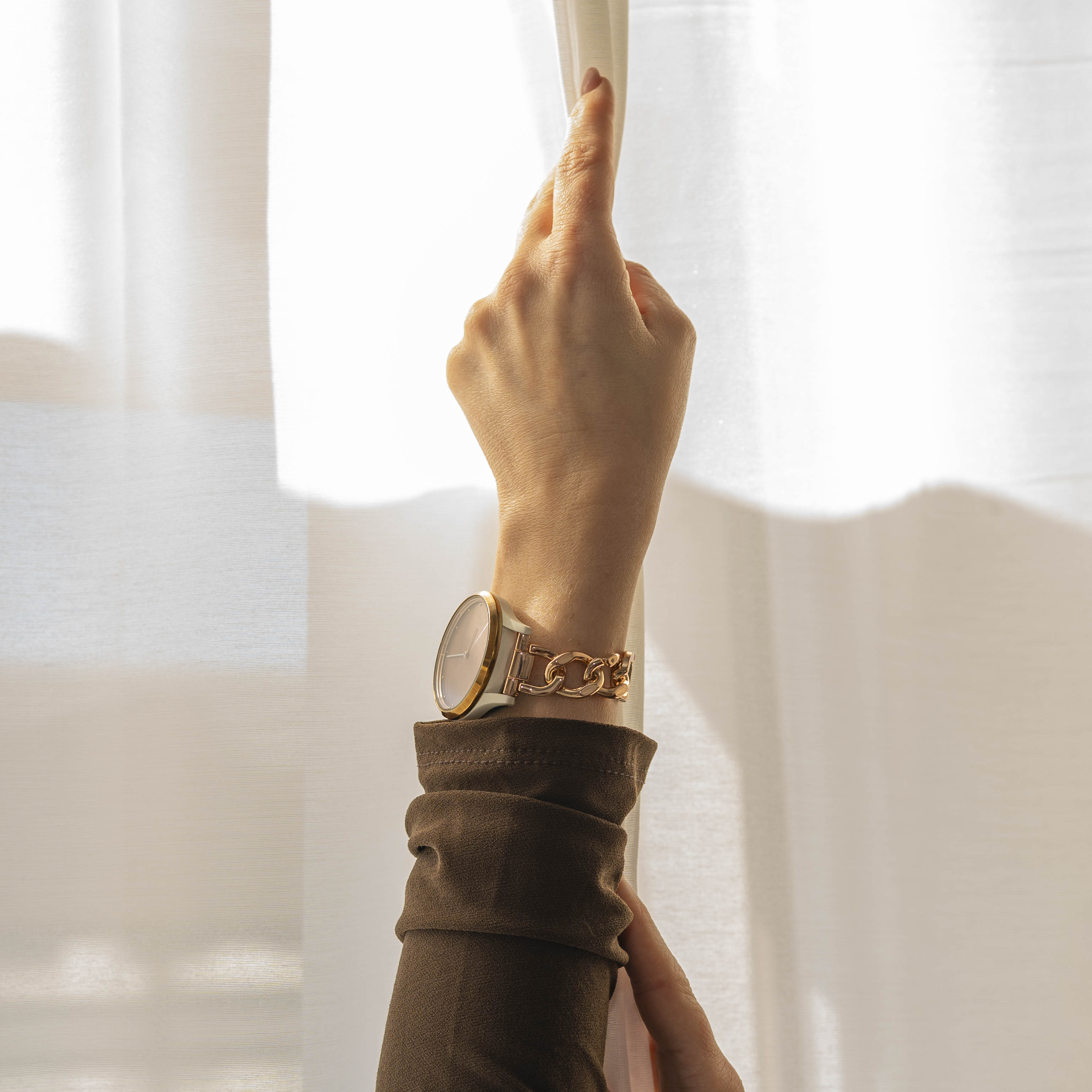 Correa cadena de acero Huawei Watch GT 2 42mm (oro rosa)