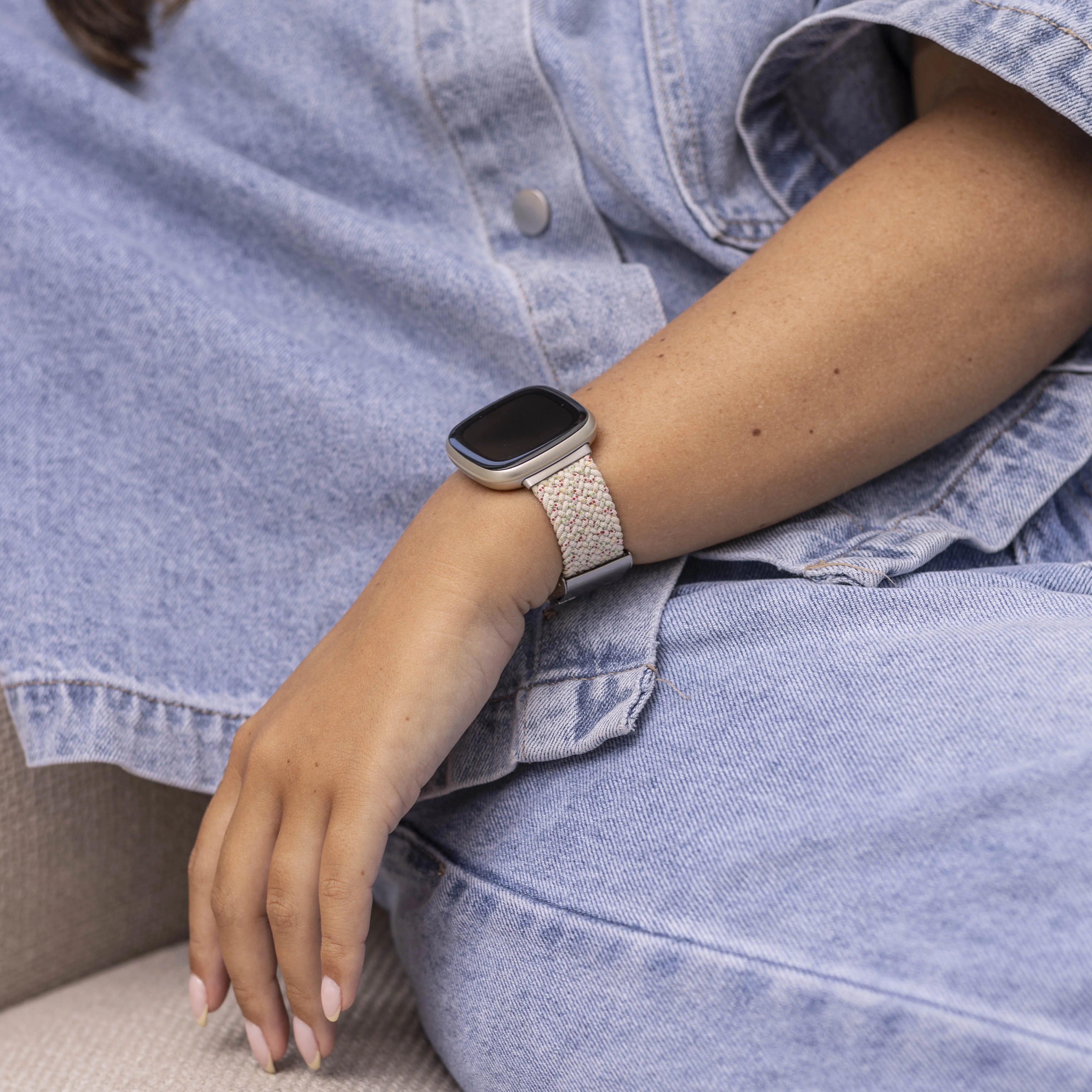 Correa trenzada ajustable Fitbit Sense (mezcla beige)