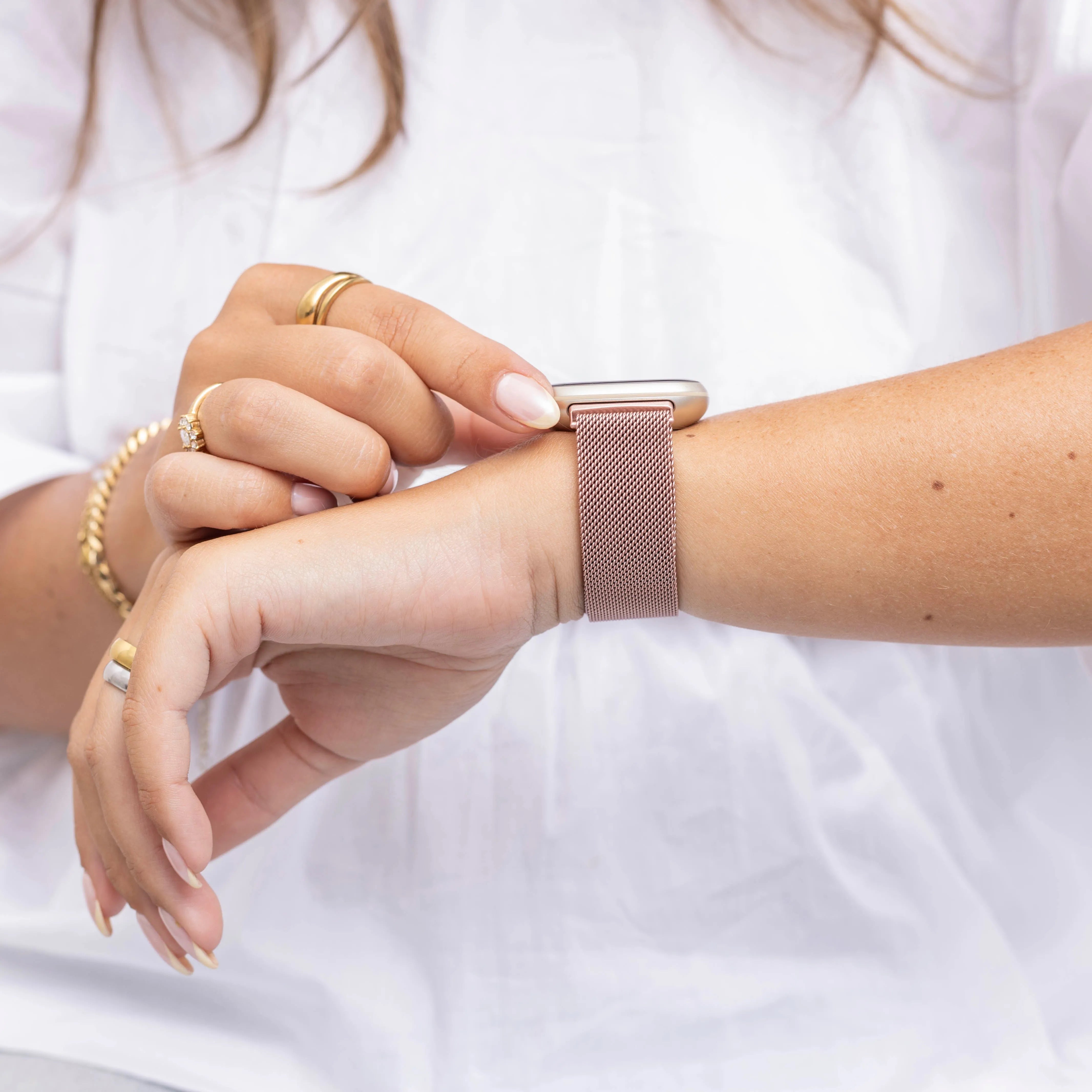 Correa milanesa Fitbit Versa 3 (rosa)
