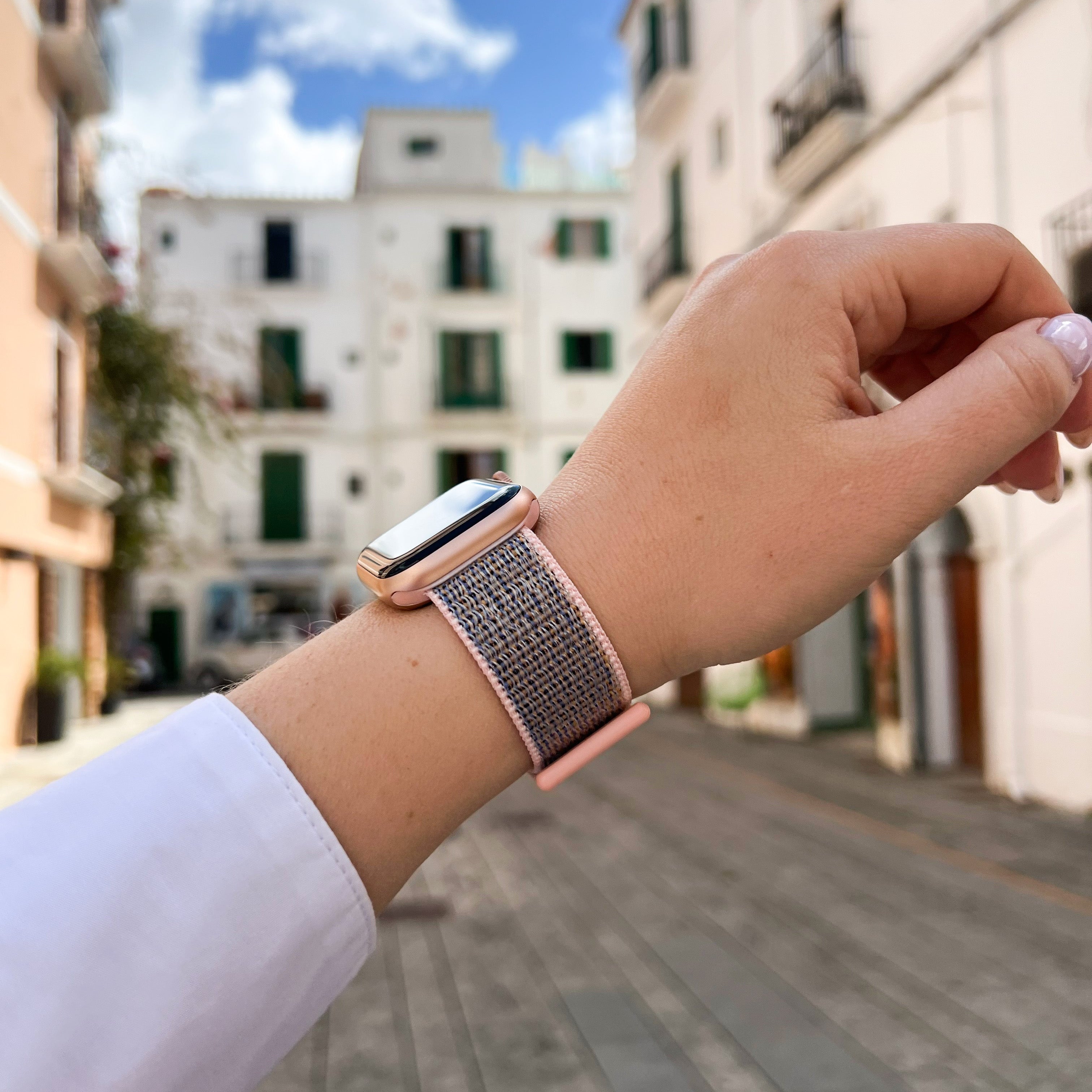 Correa nylon Apple Watch Ultra (arena rosa)