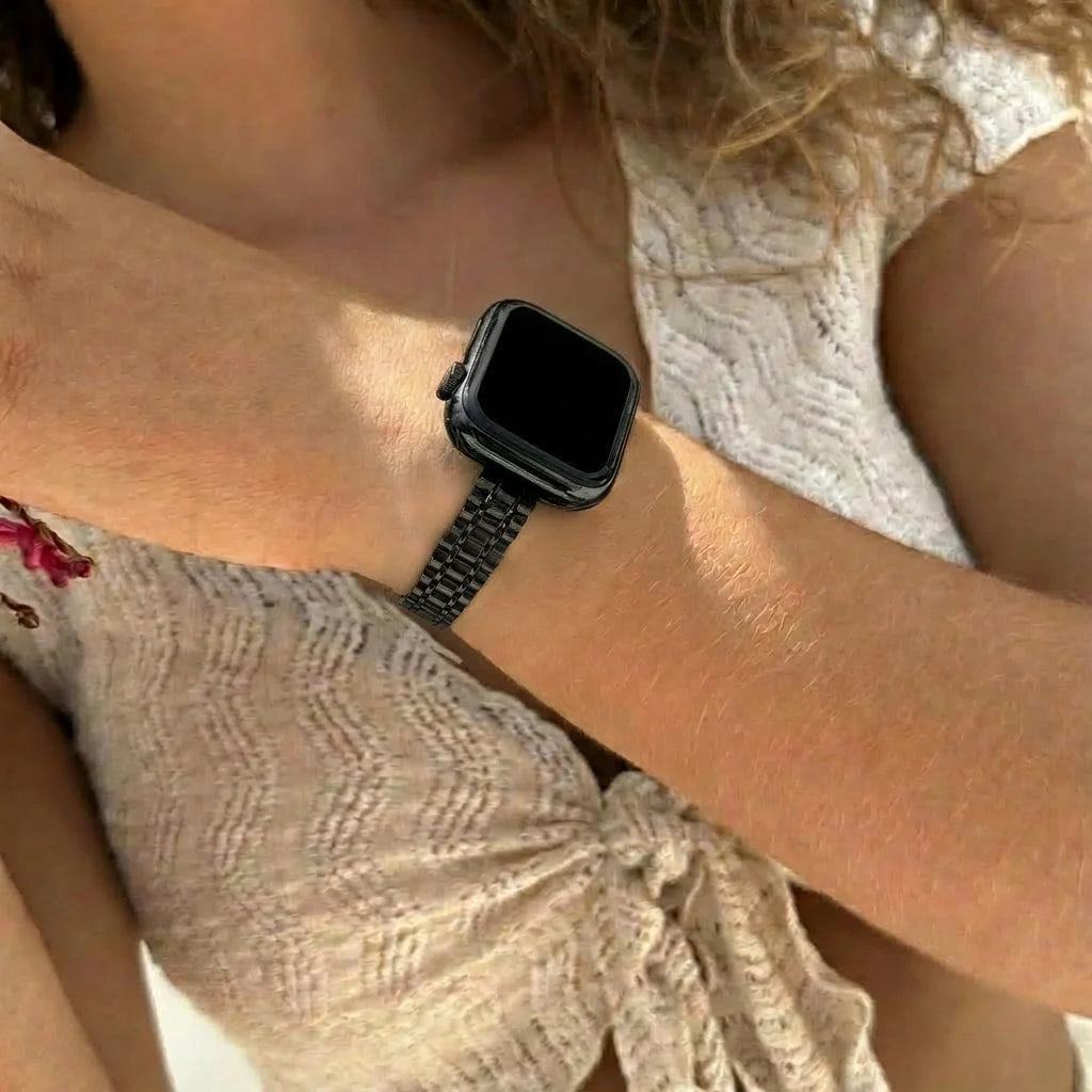 xoxo Wildhearts Correa acero 'slim' Apple Watch (negro)