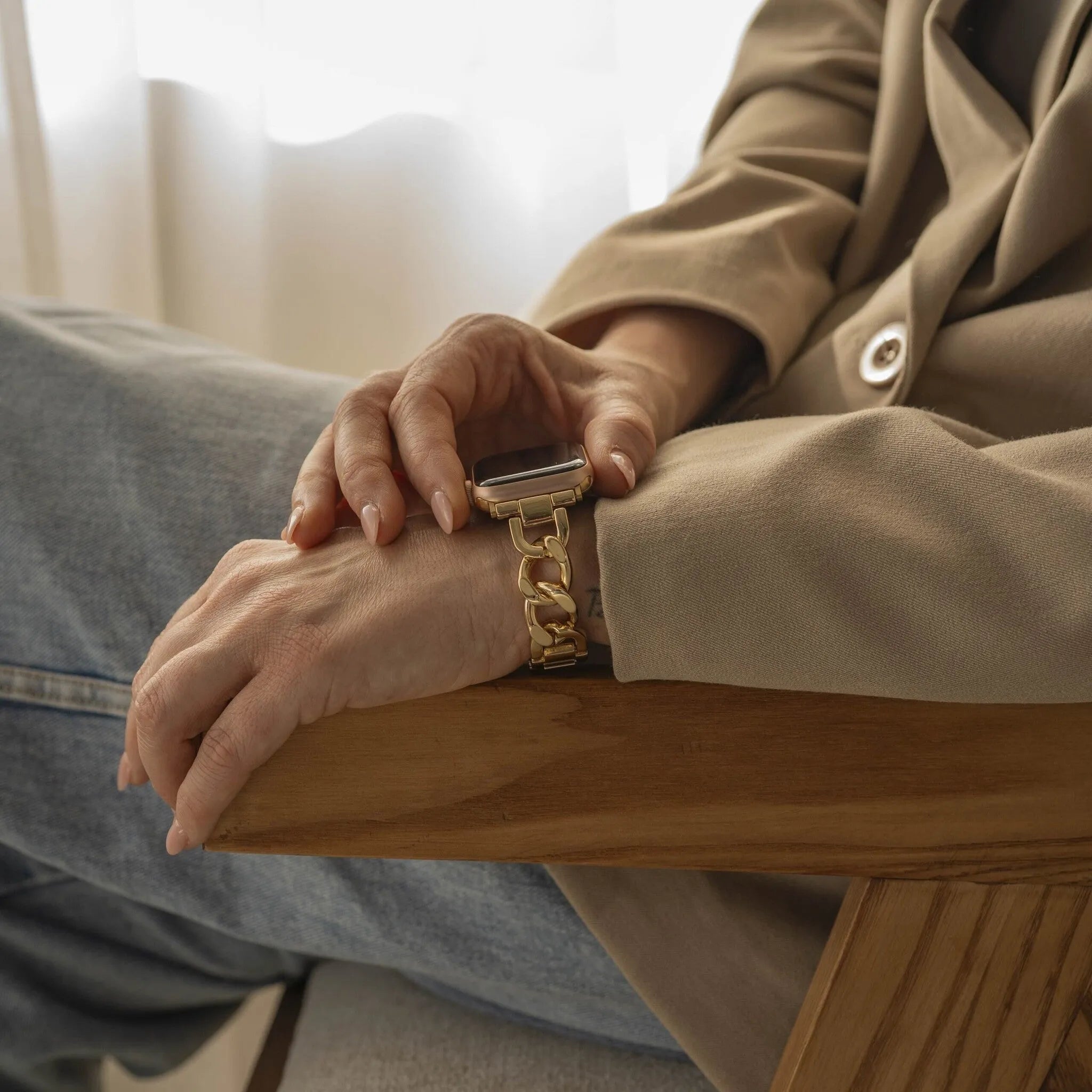 Apple Watch Correa de la cadena de acero (oro)