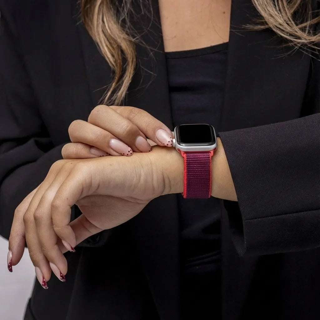 Correa nylon Apple Watch (morada/roja)