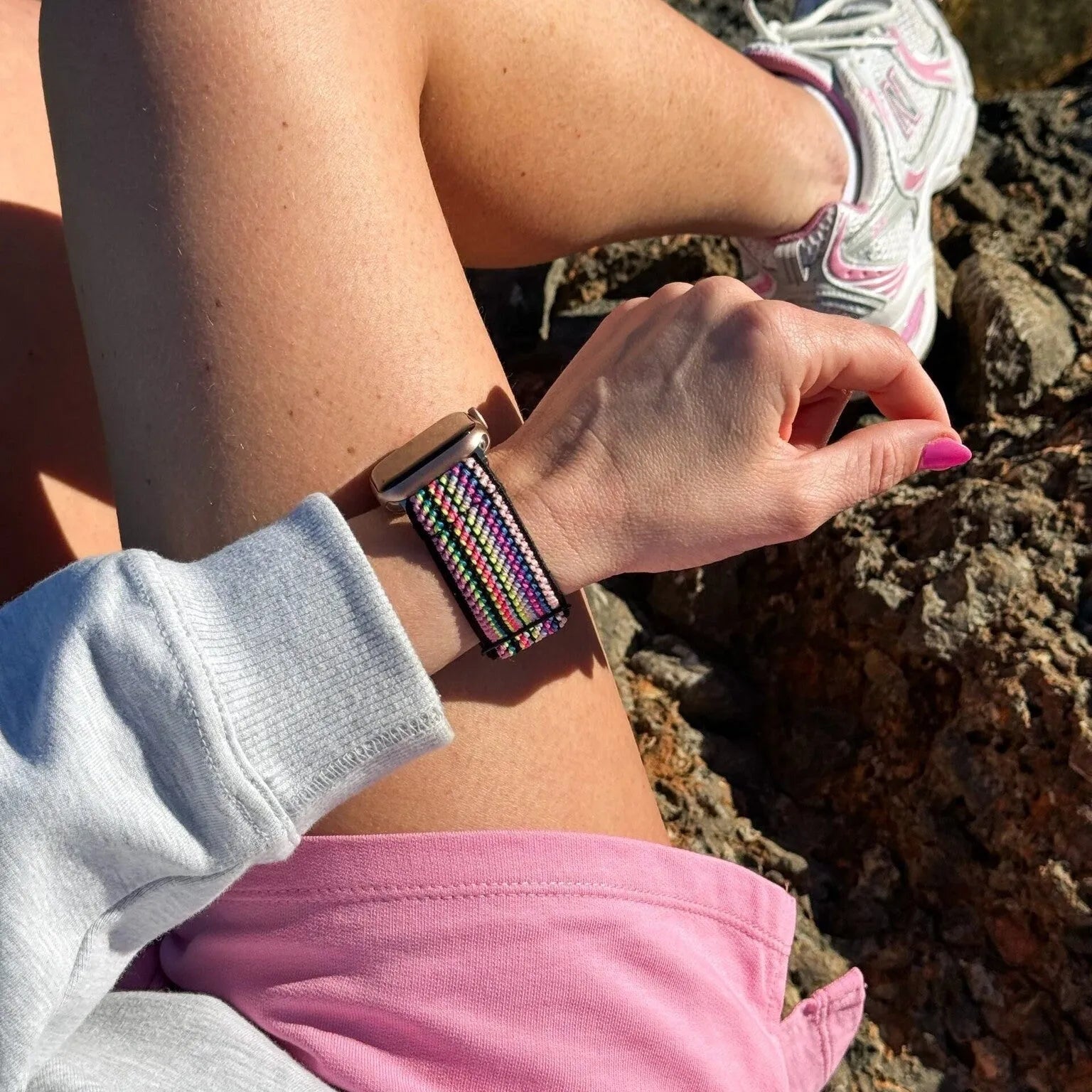 Correa elástica Apple Watch (rayas de colores)