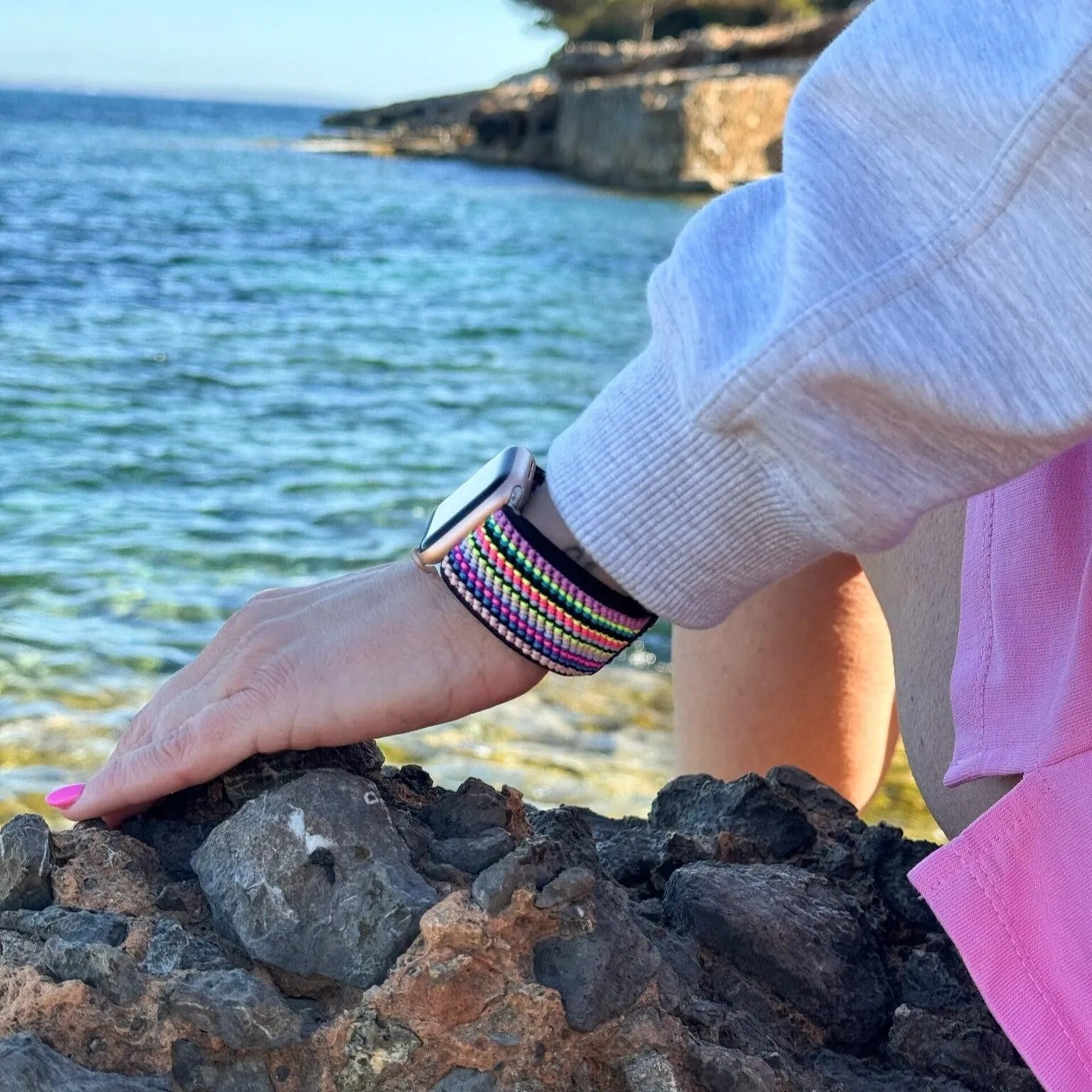Correa elástica Apple Watch (rayas de colores)