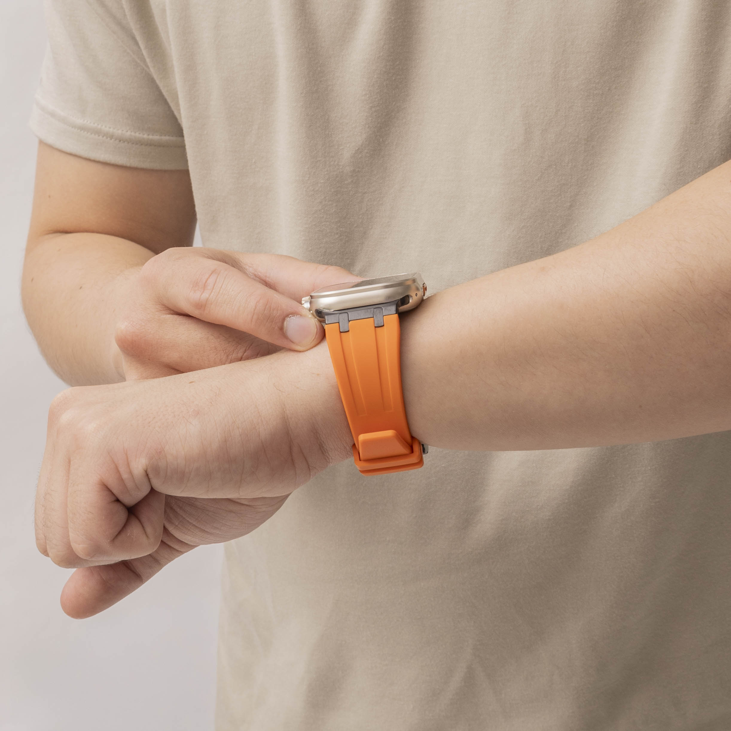 Correa silicona 'Luxury Liquid' Apple Watch Ultra (naranja/negro)