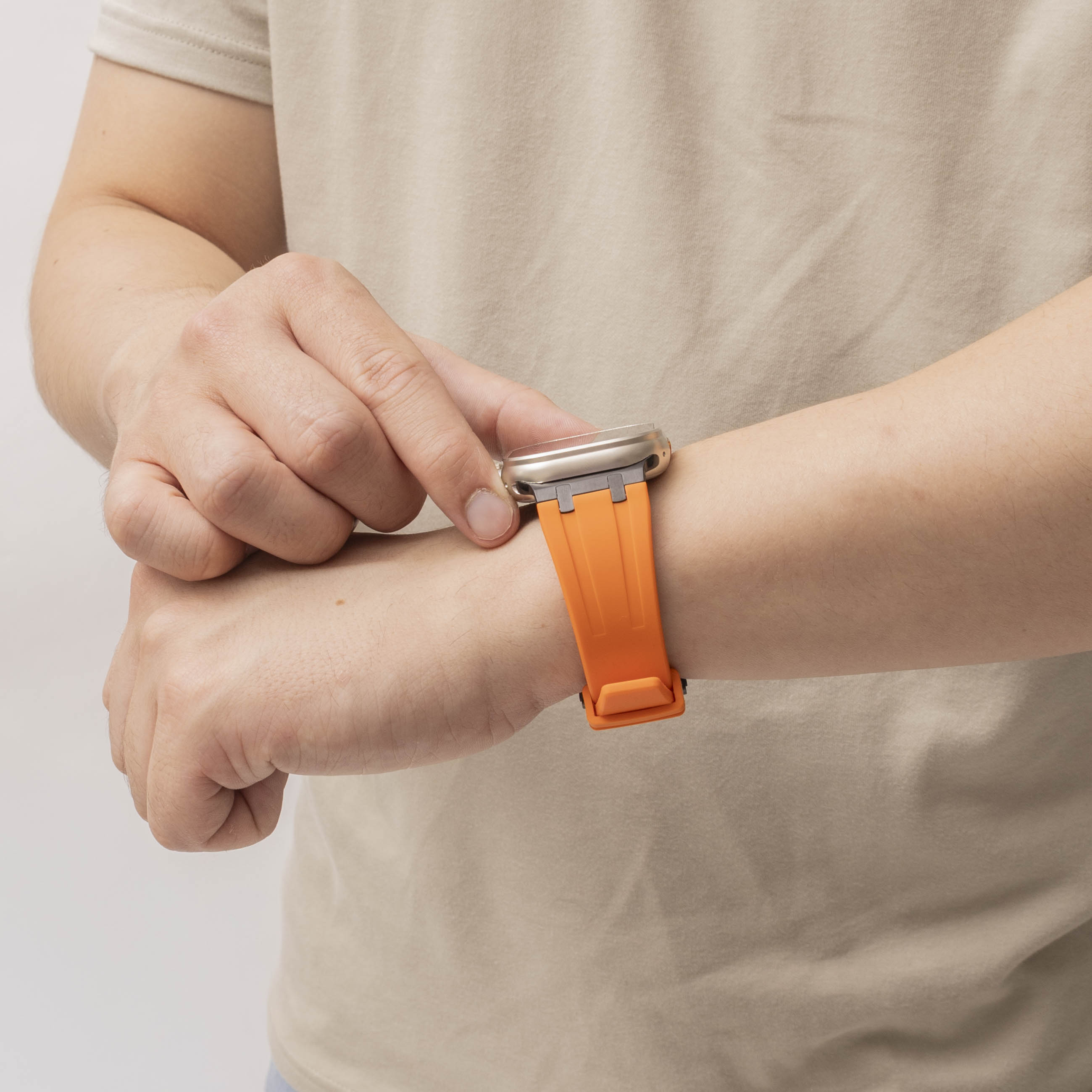 Bandz Apple Watch Ultra Silicone Strap 'Luxe Liquid' (Orange/Black)