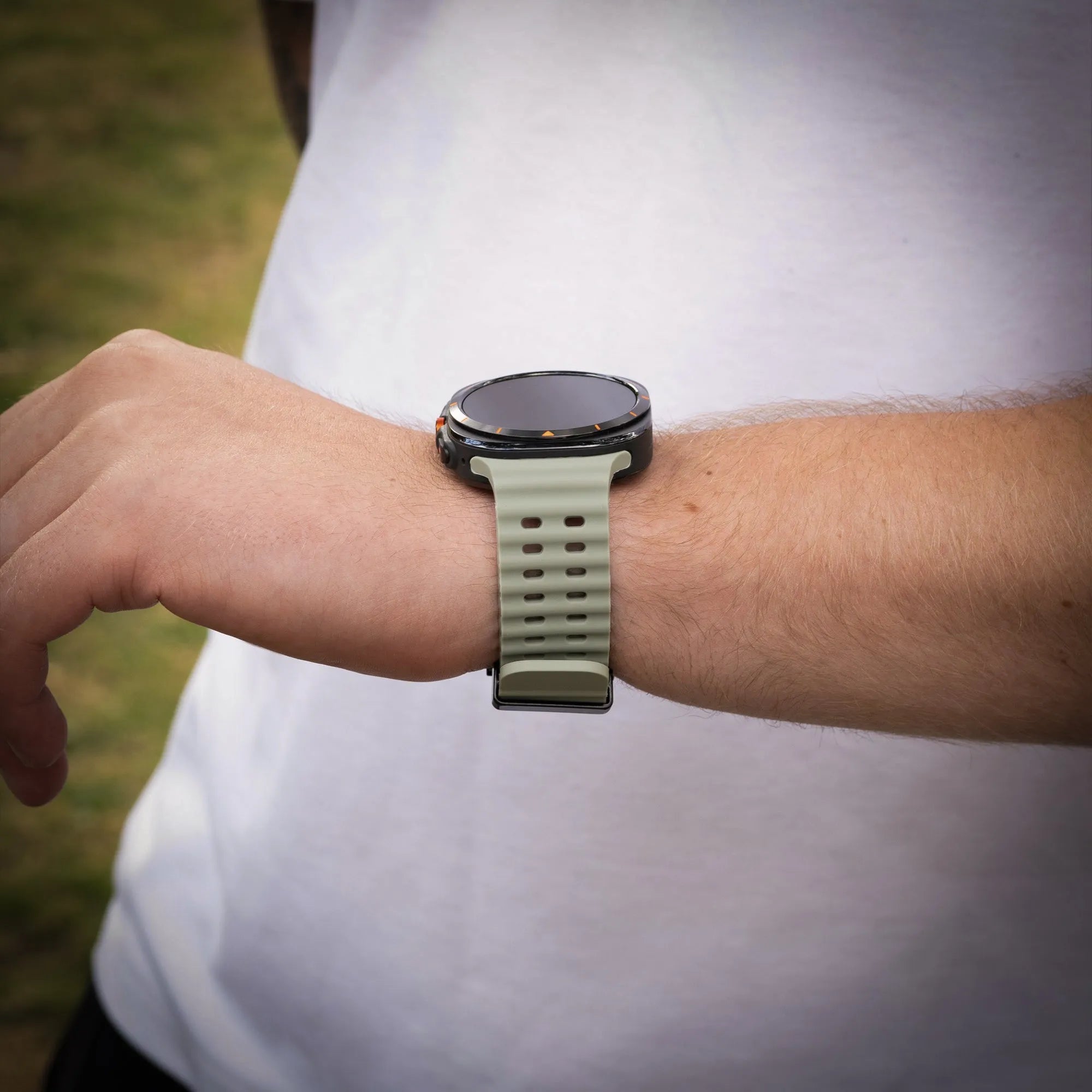 Silicone Ocean Strap, grey-green, lifestyle photo