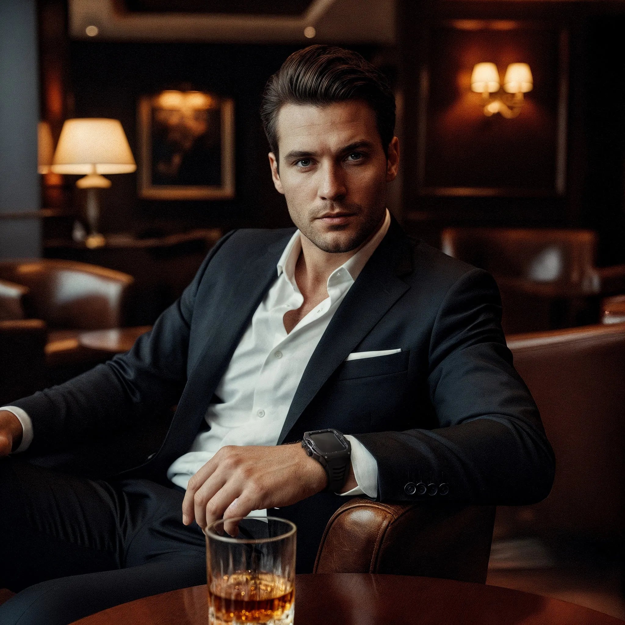Reqior Apple Watch 45mm Case with Steel Strap 'Nautilus' (Black)