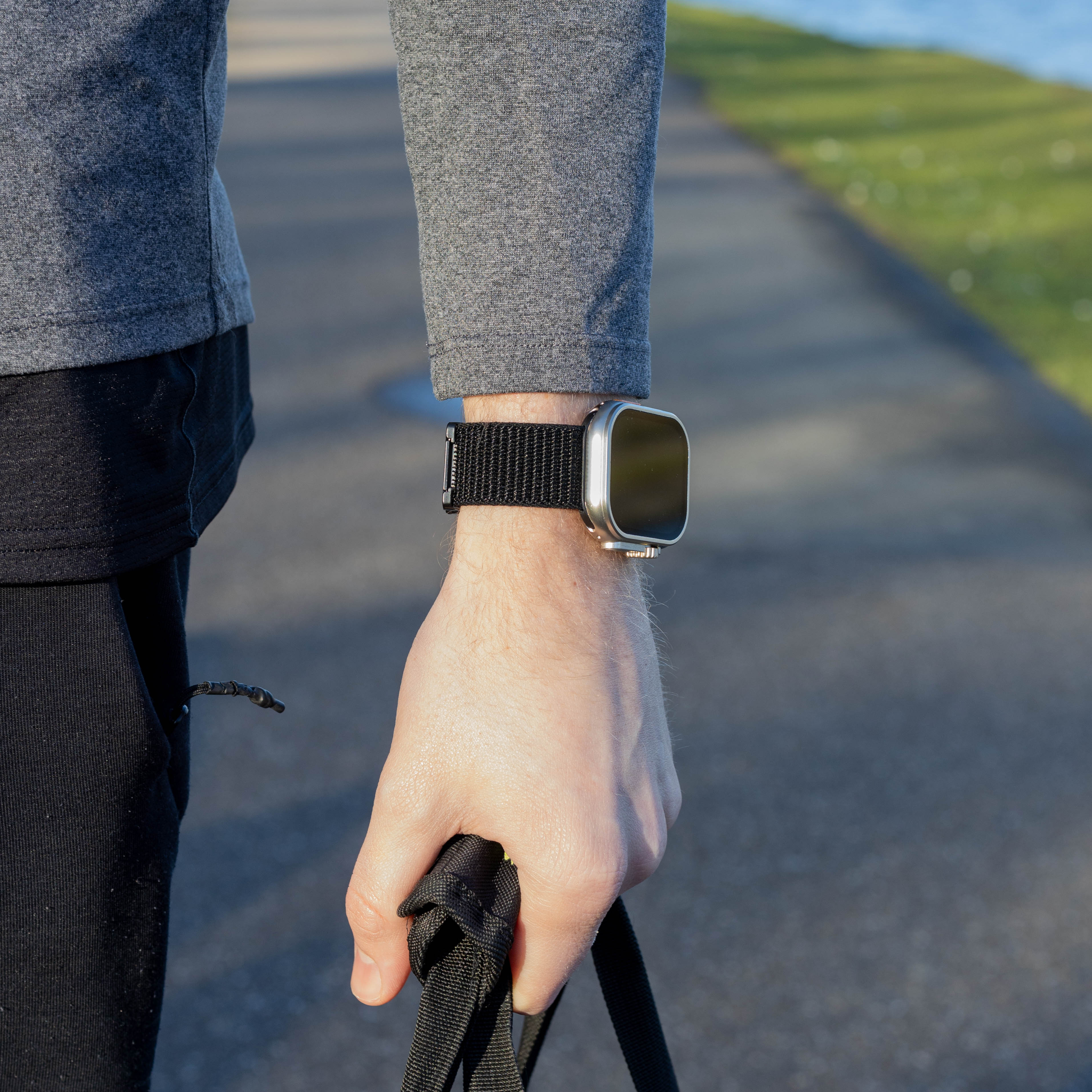 Bandz Correa nylon 'Deluxe' con hebilla-P Apple Watch Ultra (negro)