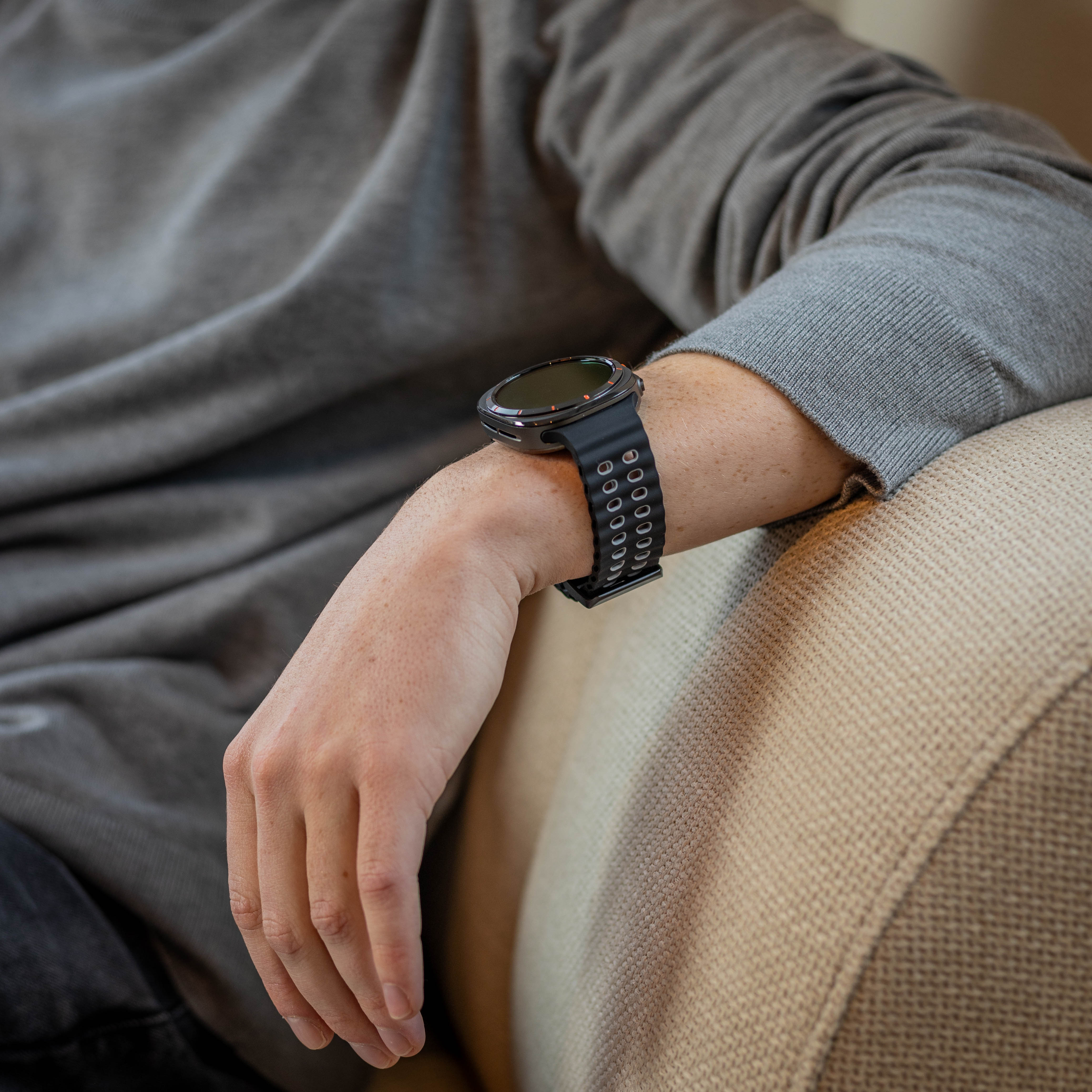 Correa silicona ondulada duo Samsung Galaxy Watch Ultra 2 (negro/gris)