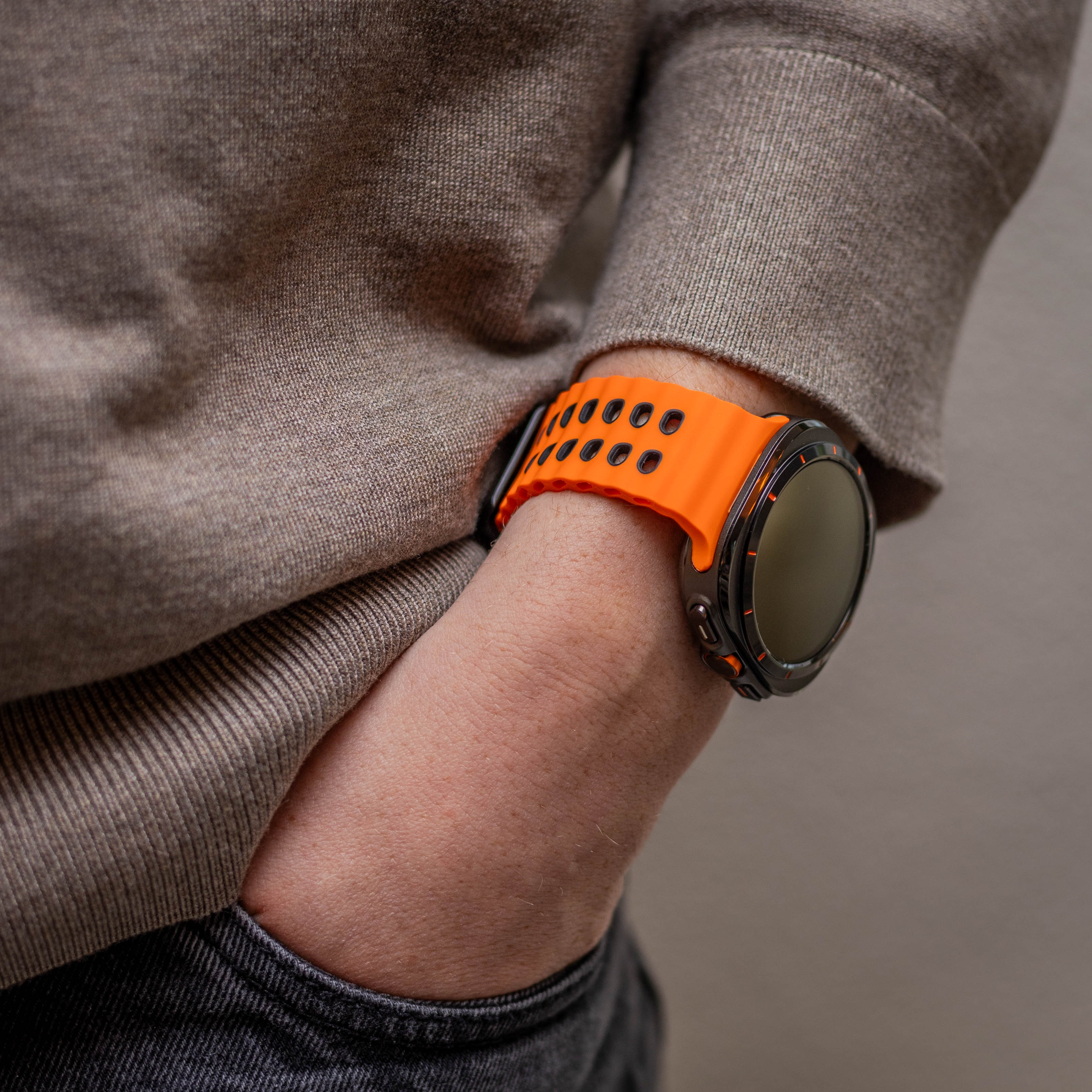 Samsung Galaxy Watch Ultra 2 Wave Silicone Strap Duo (Orange/Black)