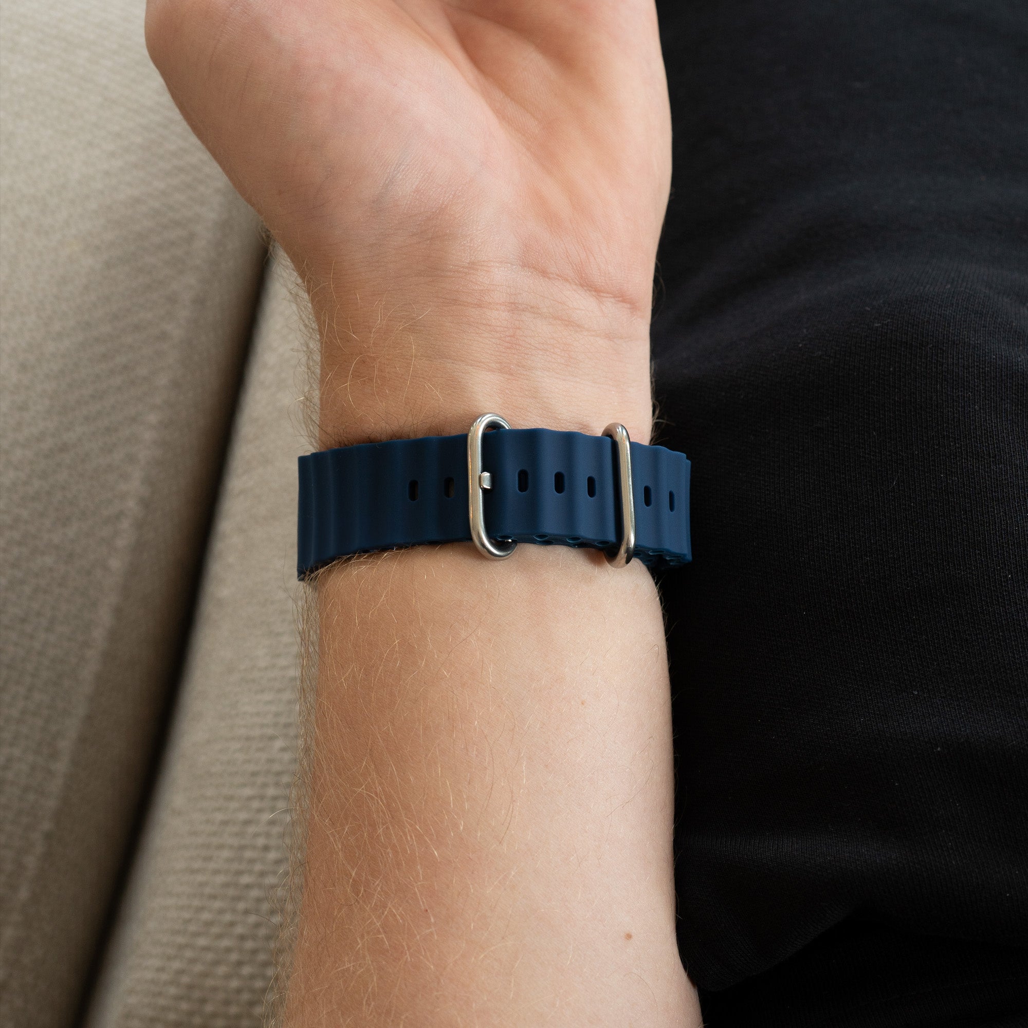 Silicone Ocean Strap, dark blue, lifestyle photo