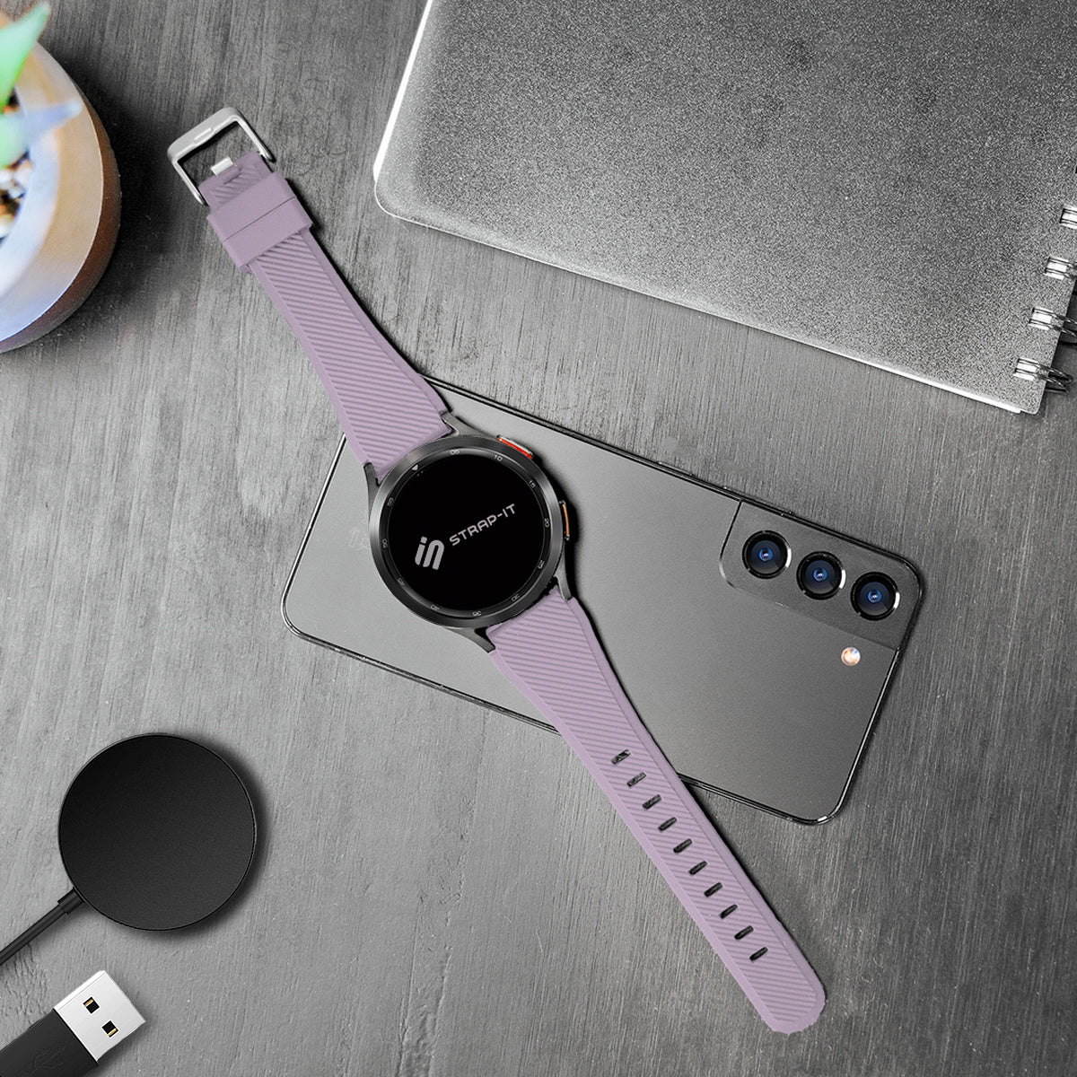 Twill Silicone Strap, lilac, lifestyle photo