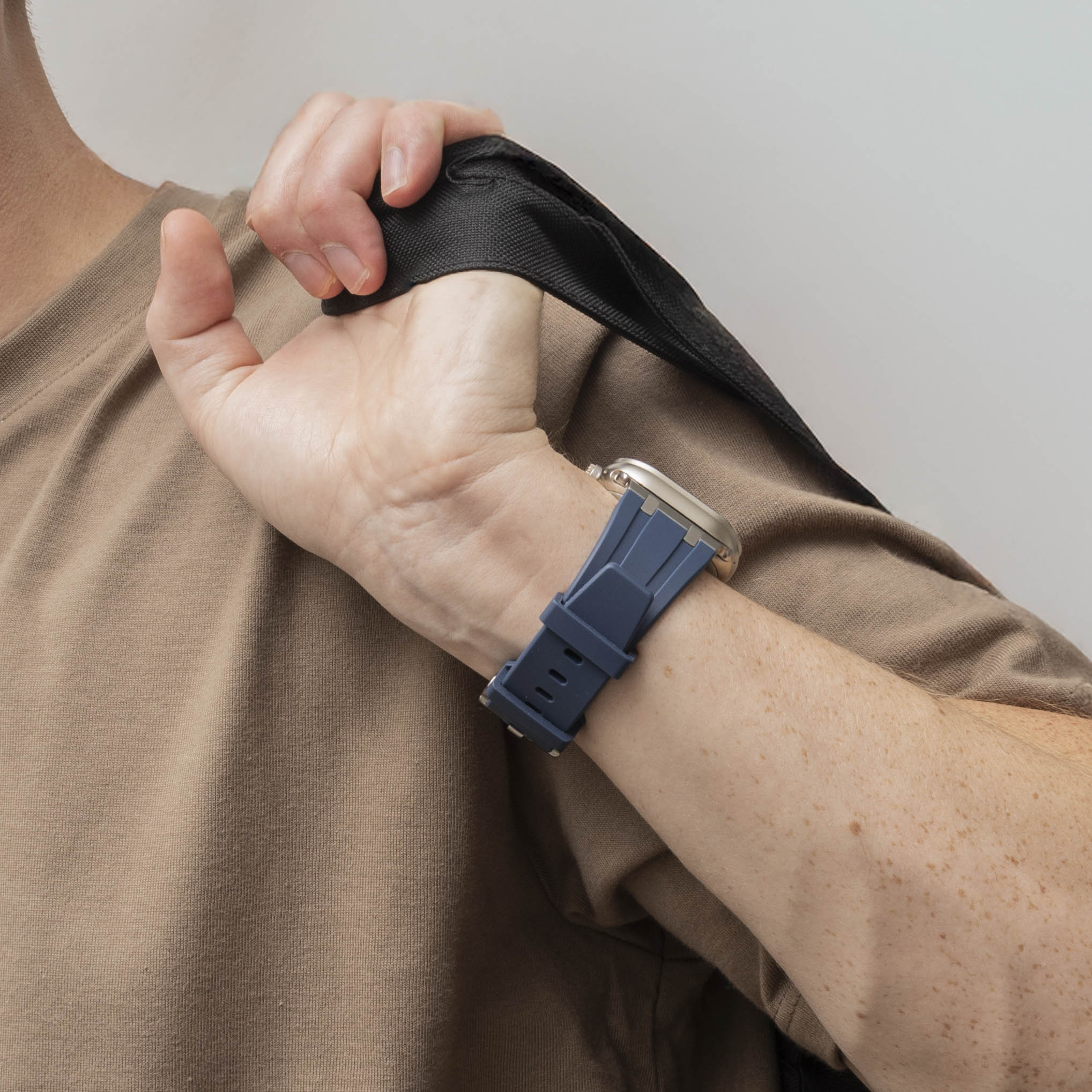 Apple Watch Ultra Luxury Liquid Silicone Strap (Blue with Titanium)