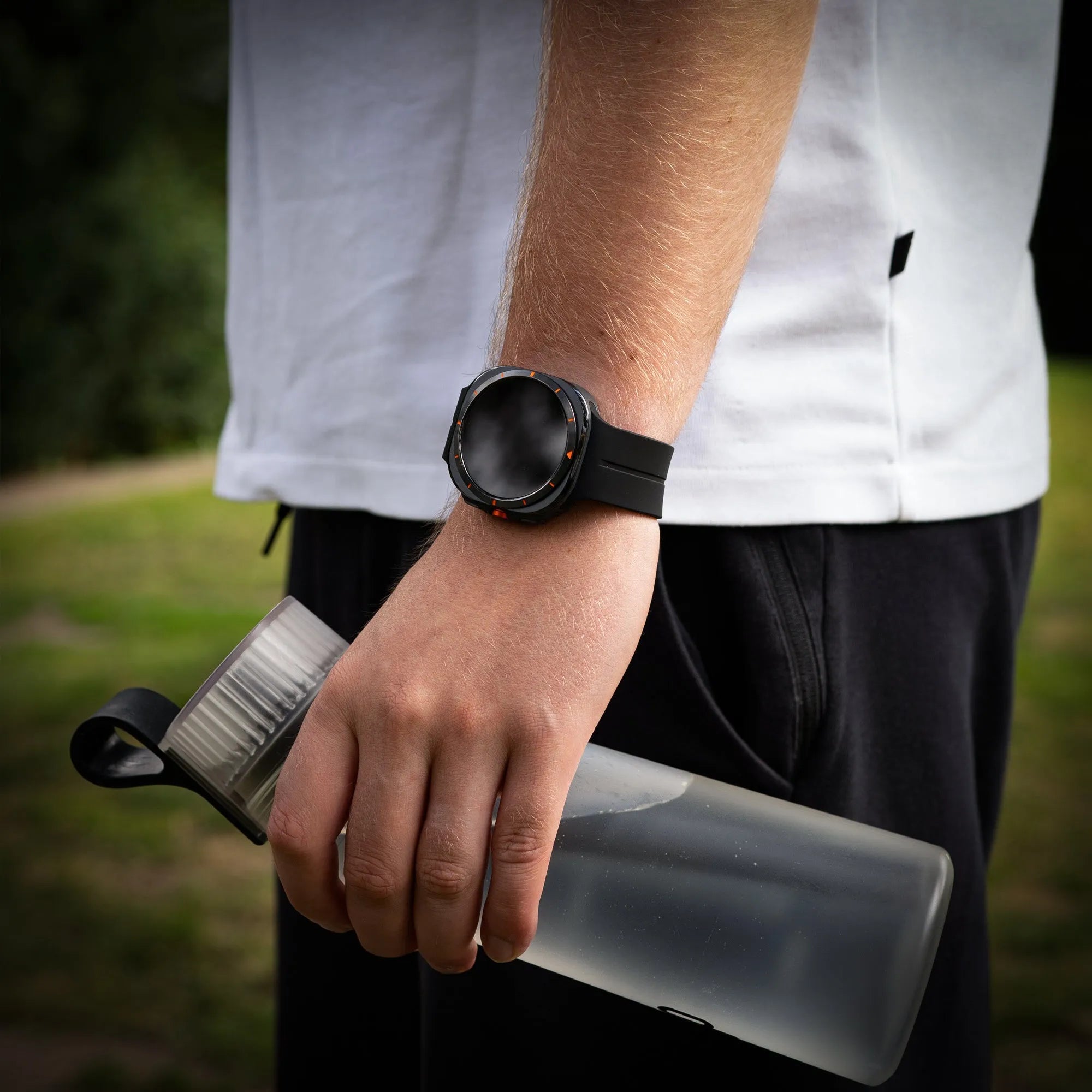 D-Buckle Silicone Strap, black, lifestyle photo